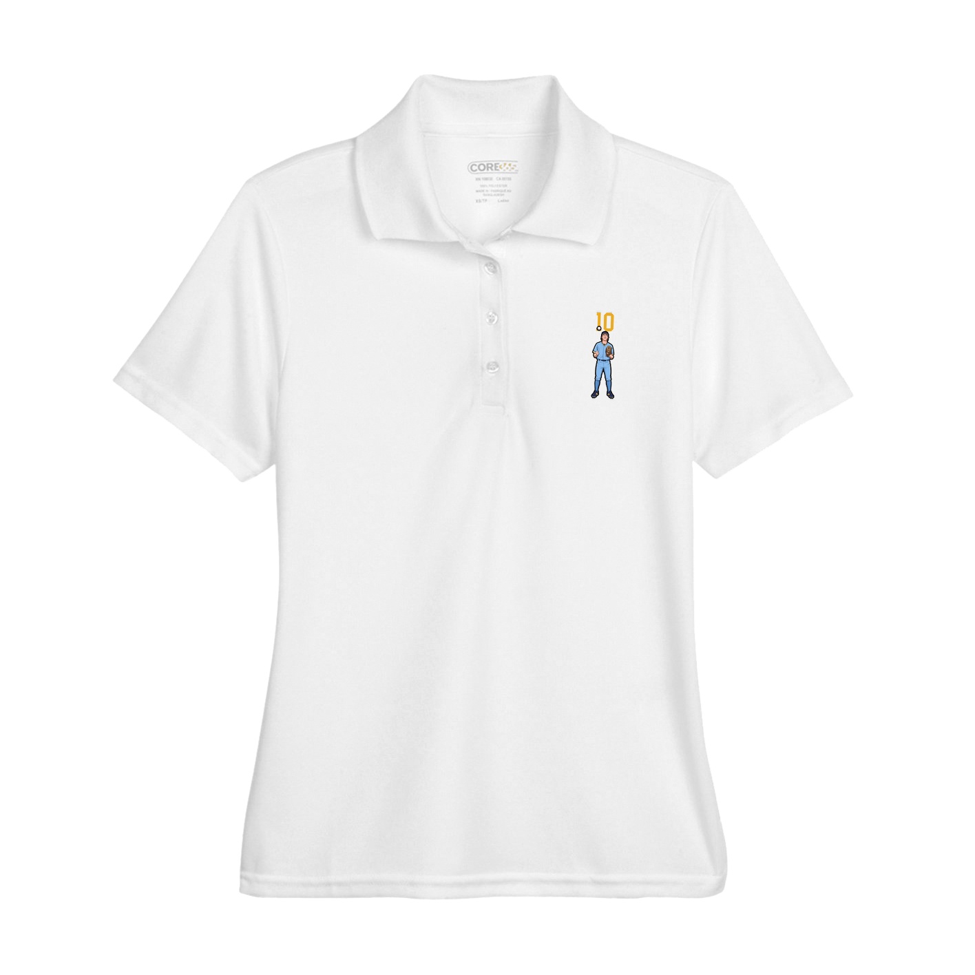 Womens Performance Polo — Number Top in White