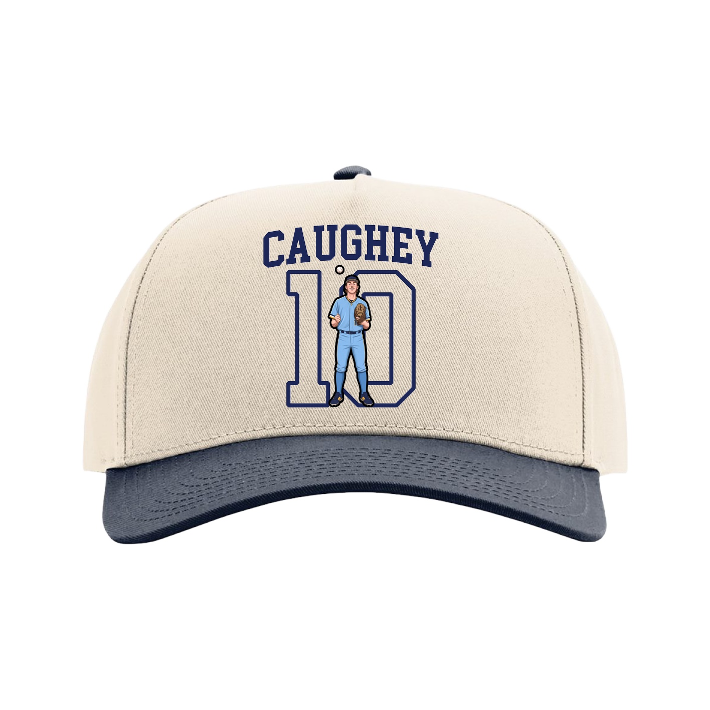 Full Fabric Five-Panel Champ Cap — Shirsey in Cream/Navy