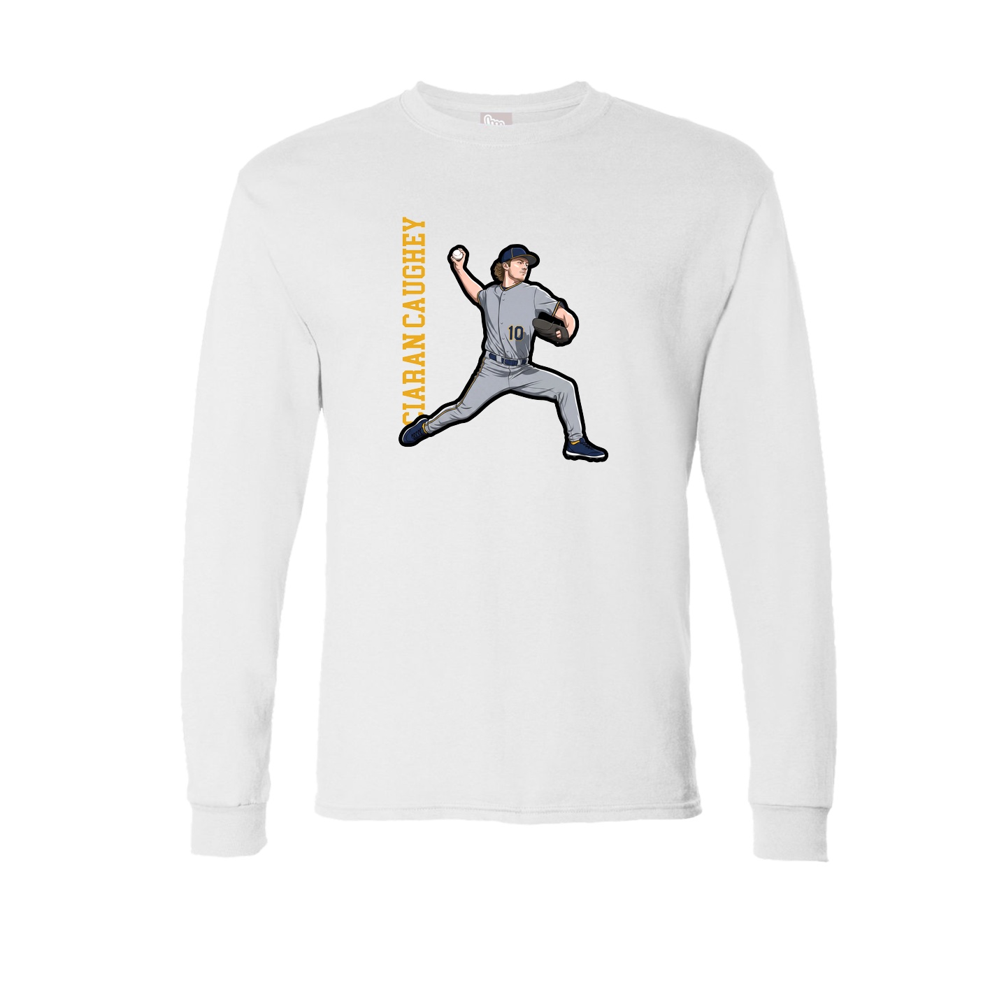 Long Sleeve Tee — Name Vertical in White