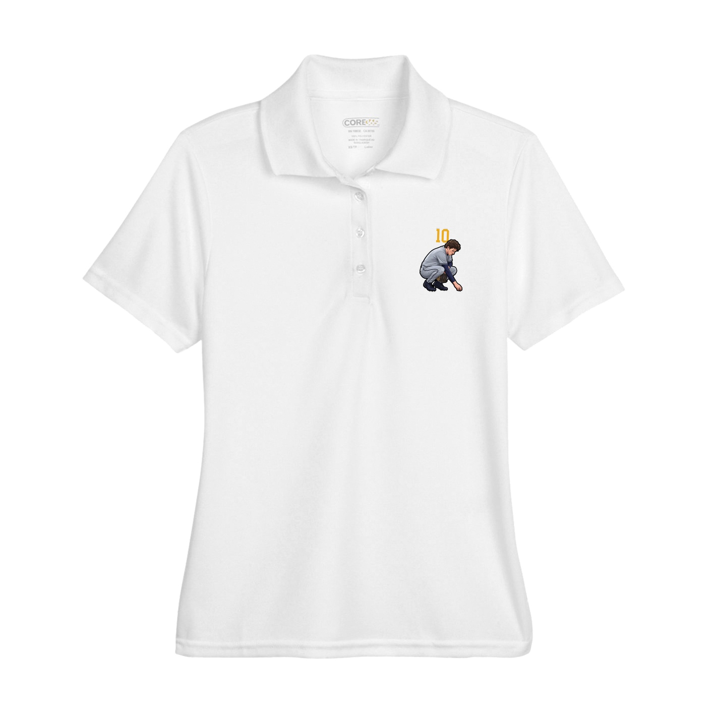 Womens Performance Polo — Number Top in White