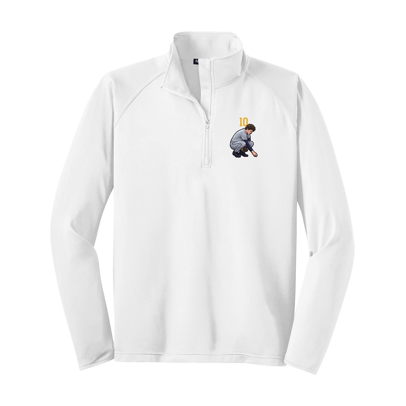 Q-Zip Pullover — Number Top in White