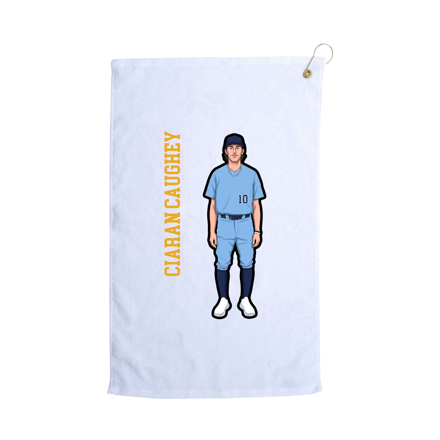 Golf Towel — Name Vertical in White
