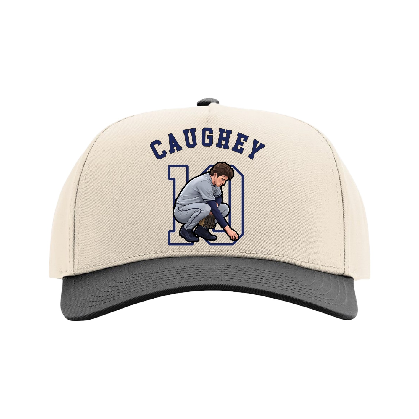 Full Fabric Five-Panel Champ Cap — Shirsey Arch in Cream/Black