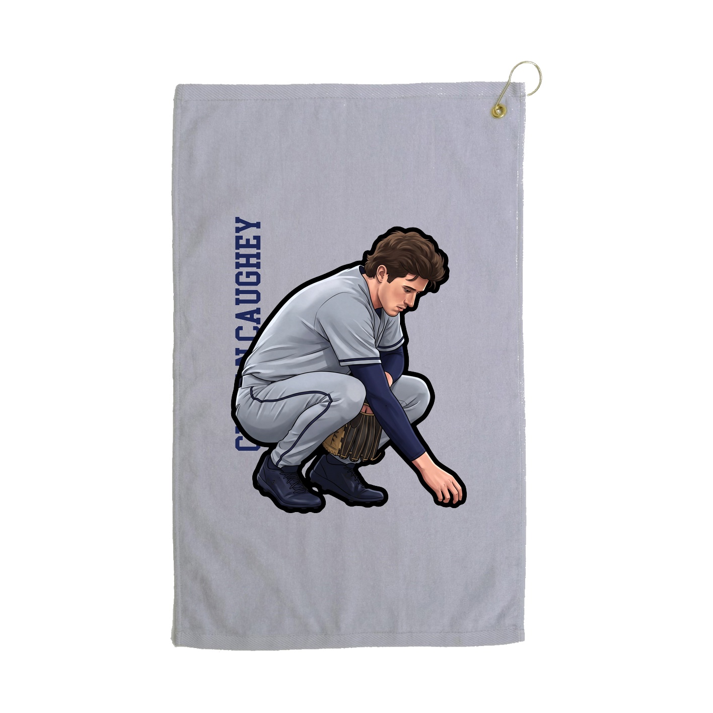 Golf Towel — Name Vertical in Grey