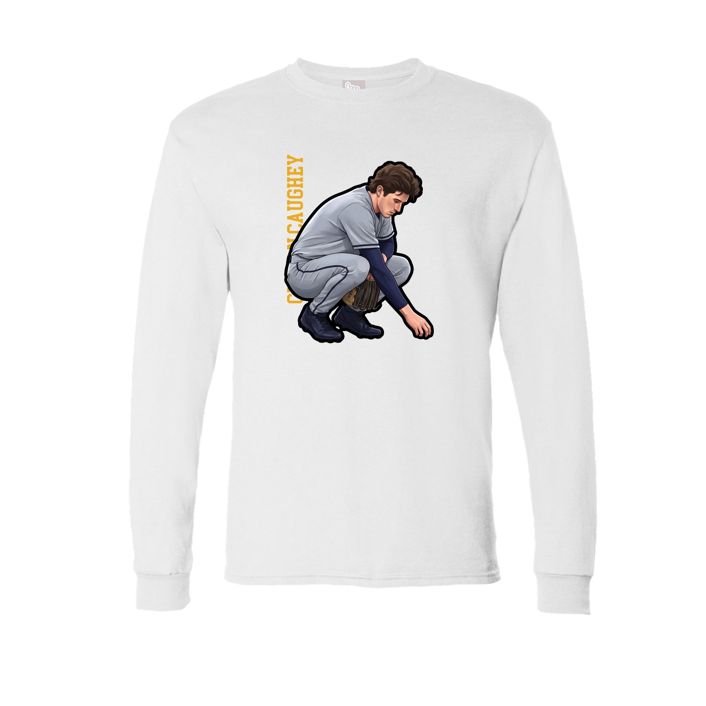Long Sleeve Tee — Name Vertical in White