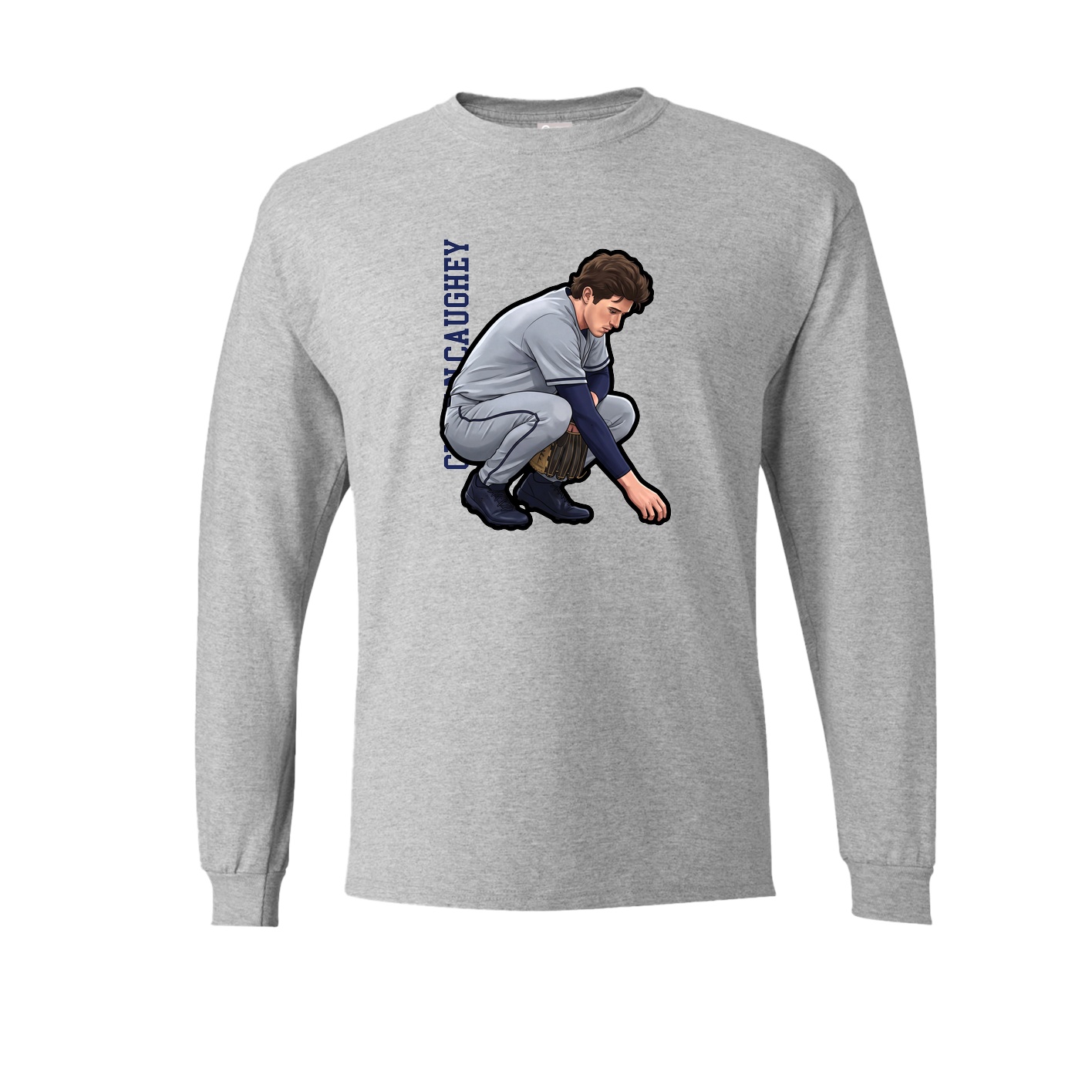 Long Sleeve Tee — Name Vertical in Grey