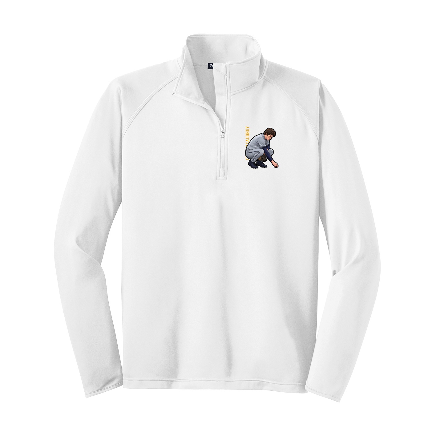 Q-Zip Pullover — Name Vertical in White
