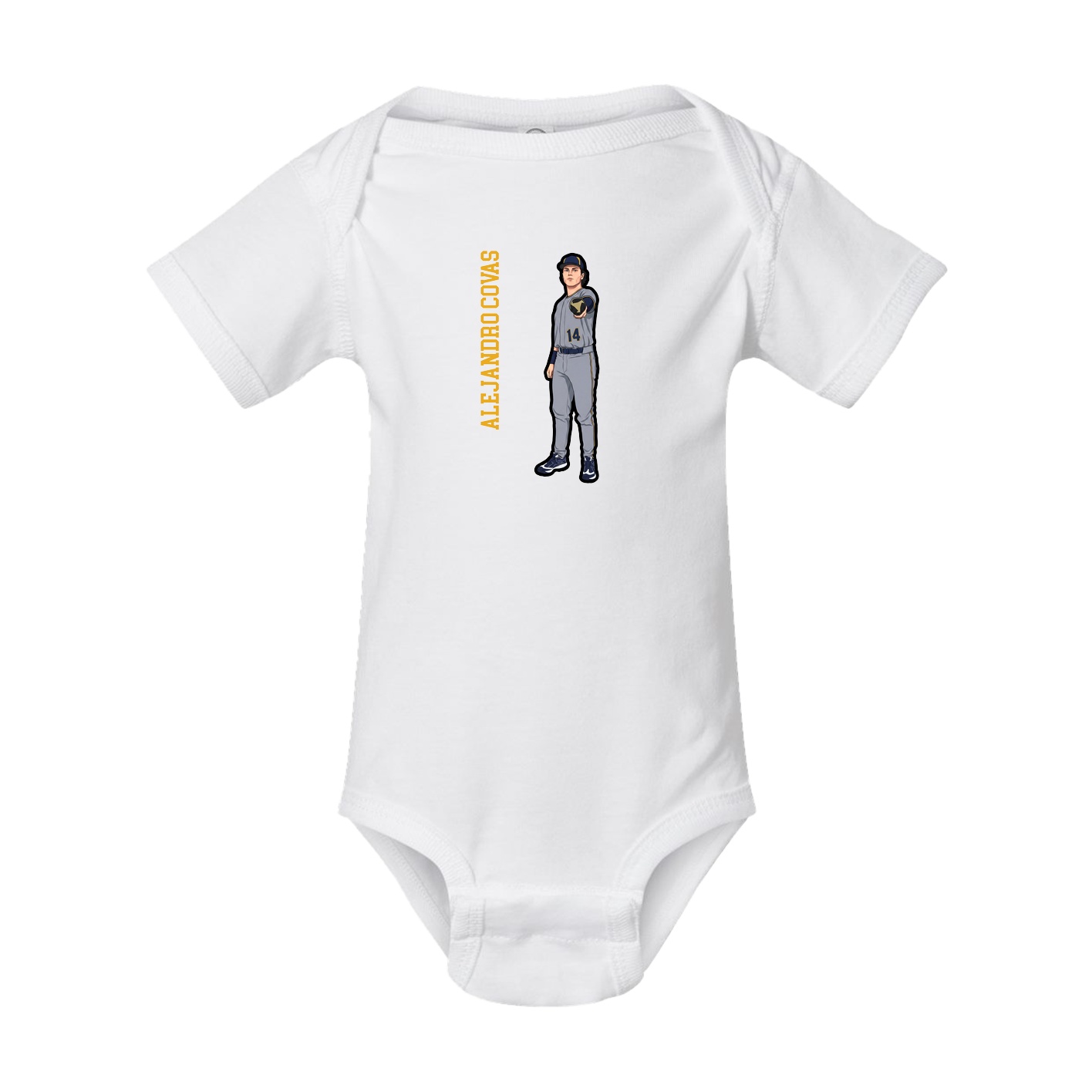 Baby Onesie — Name Vertical in White