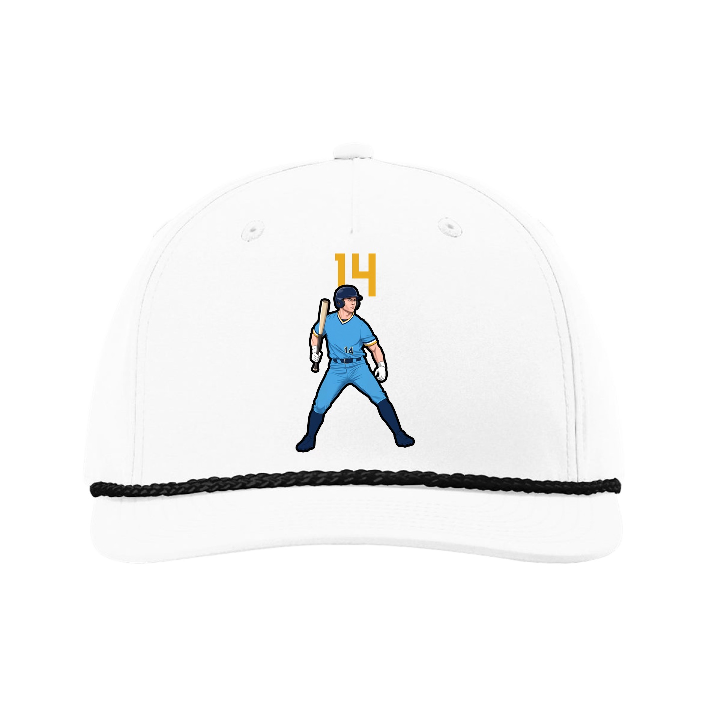 Five-Panel Classic Rope Cap — Number Top in White