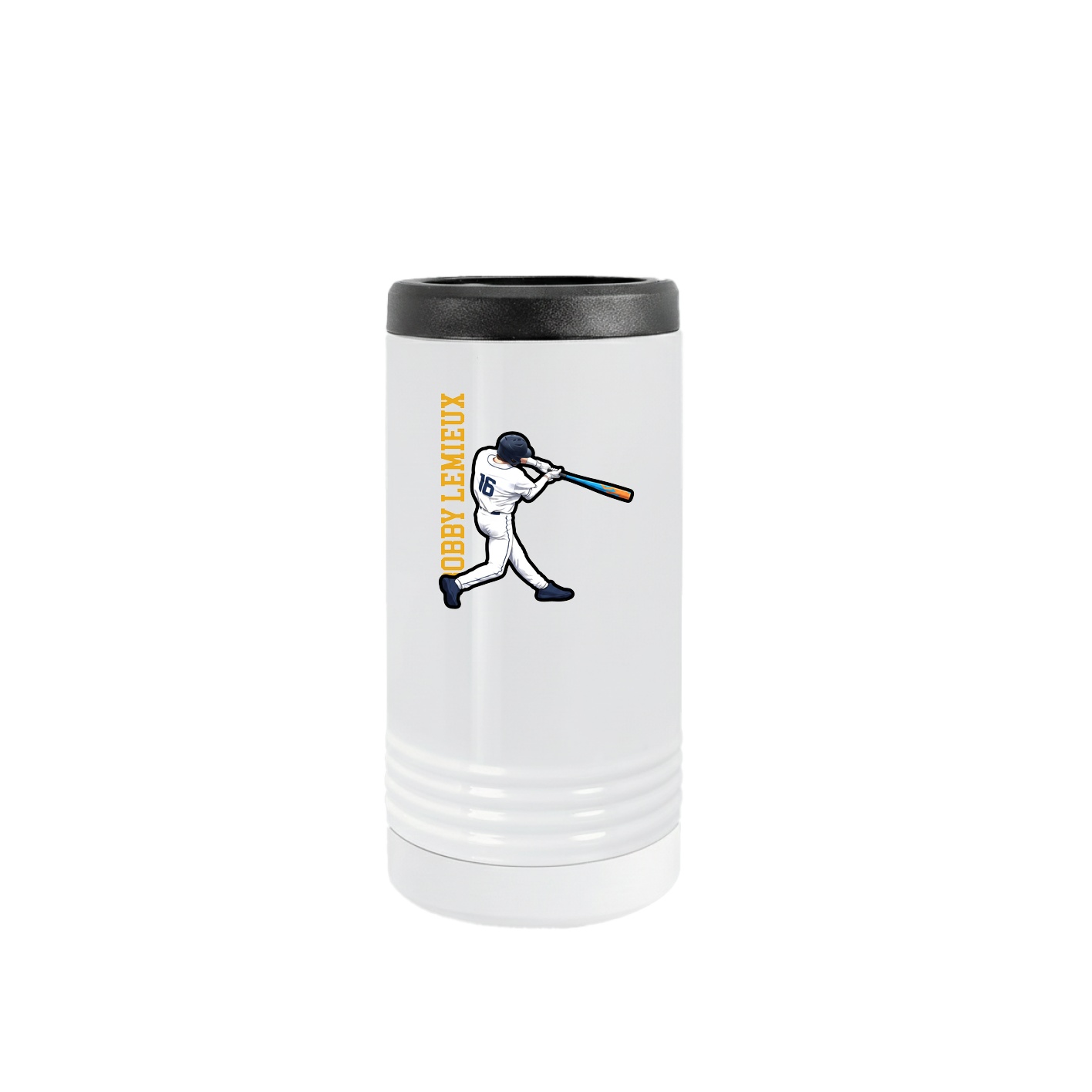 Slim Beverage Holder — Name Vertical in White