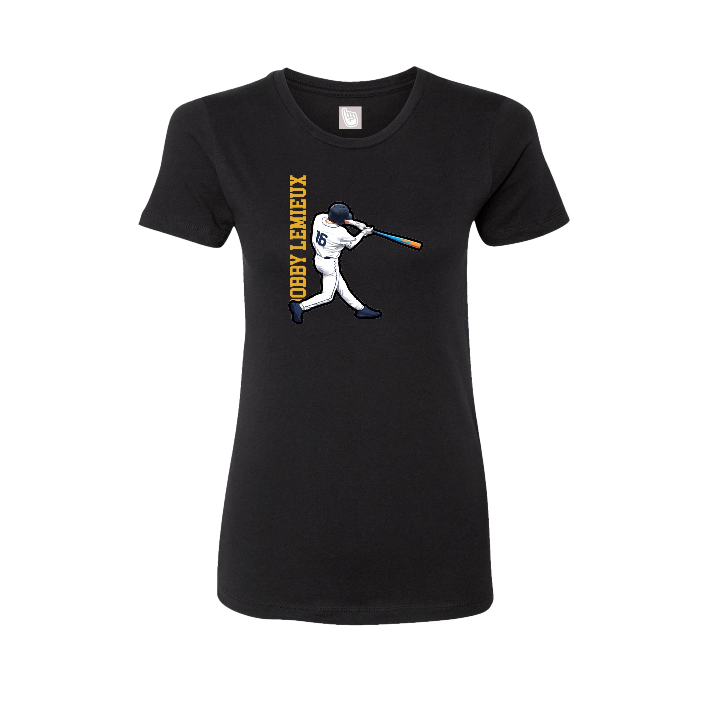 Womens Tee — Name Vertical in Black