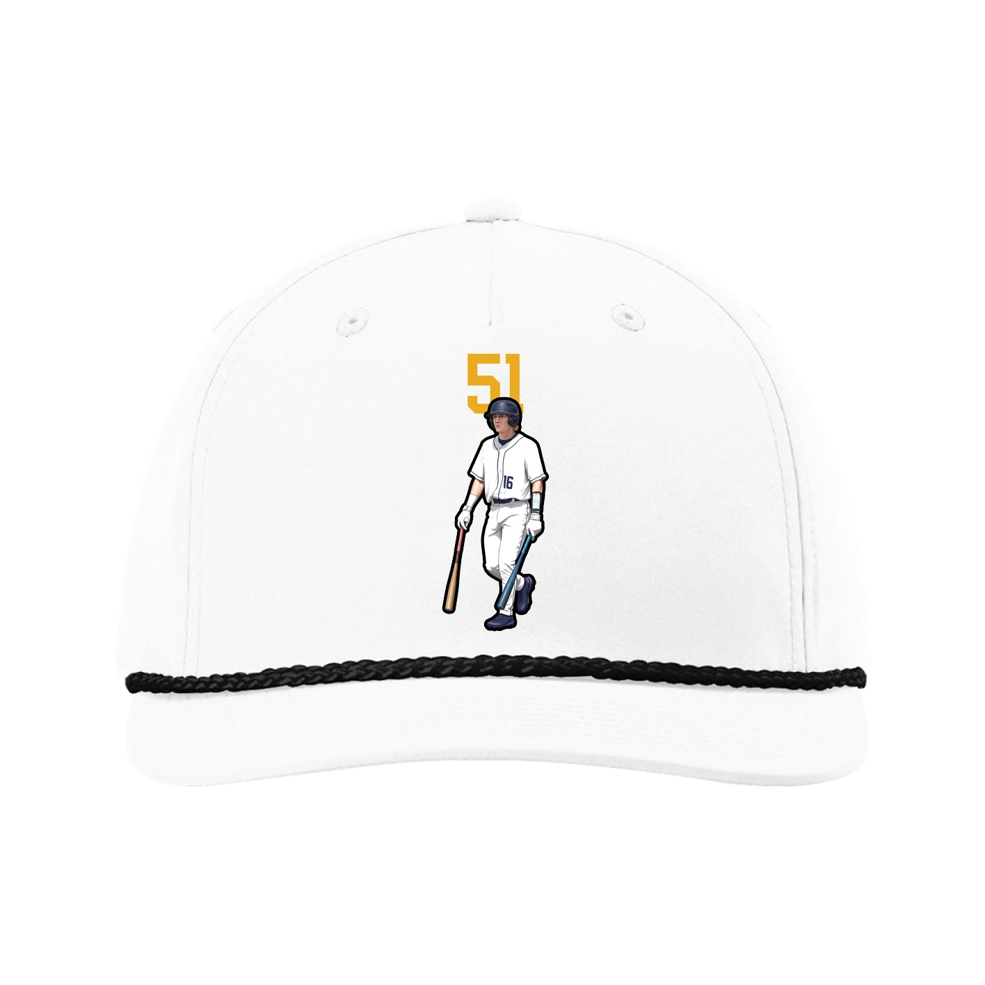 Five-Panel Classic Rope Cap — Number Top in White