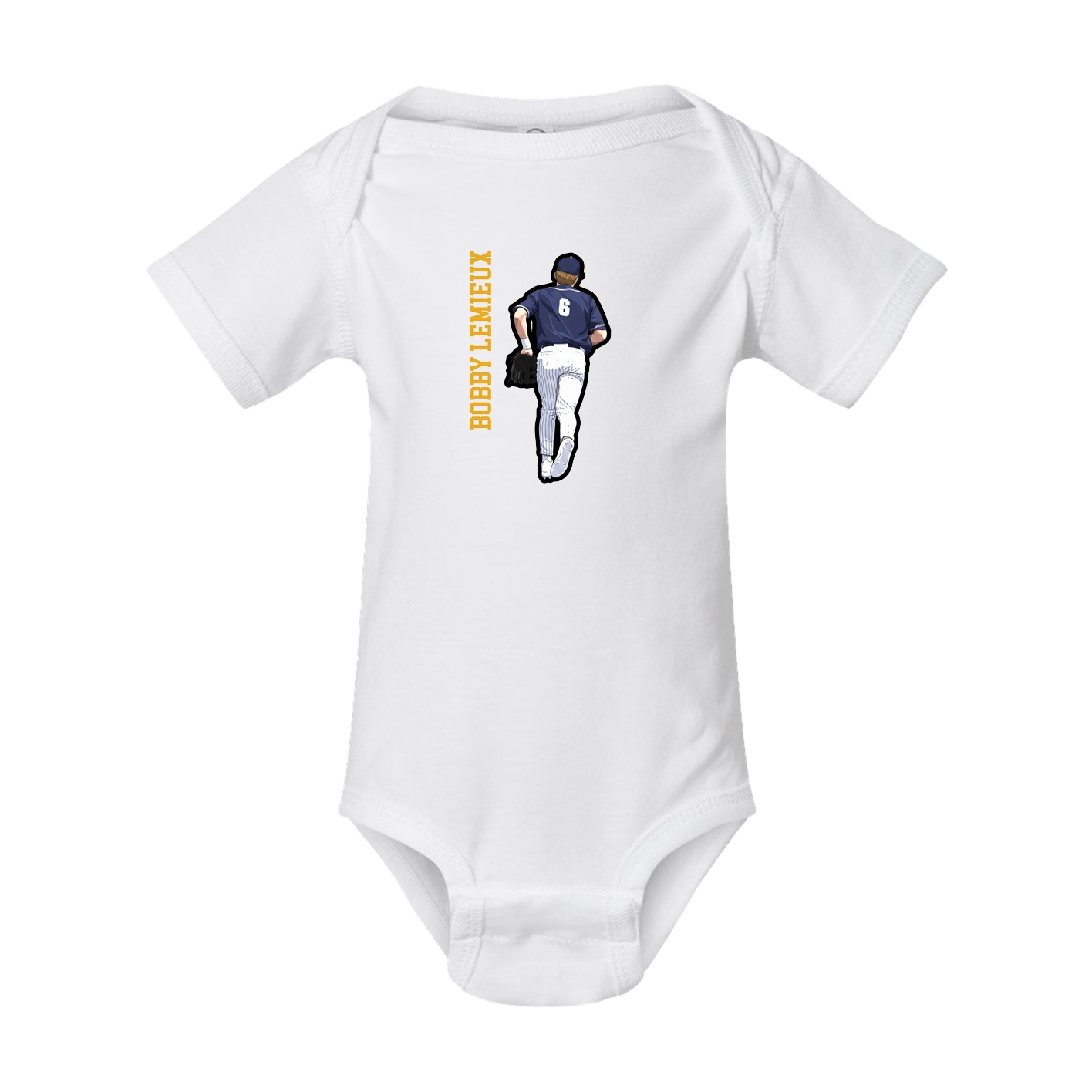 Baby Onesie — Name Vertical in White