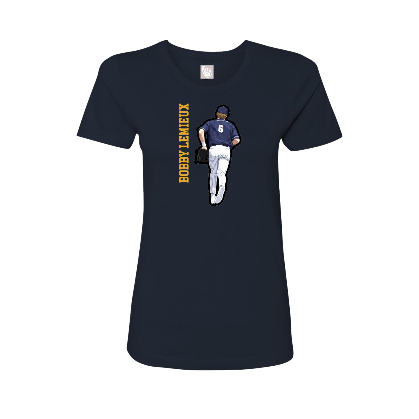 Womens Tee — Name Vertical in Navy