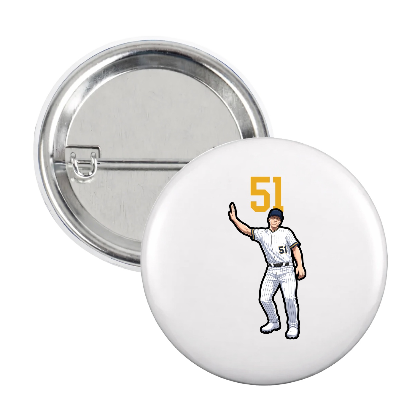 Game Day Button — Number Top in White