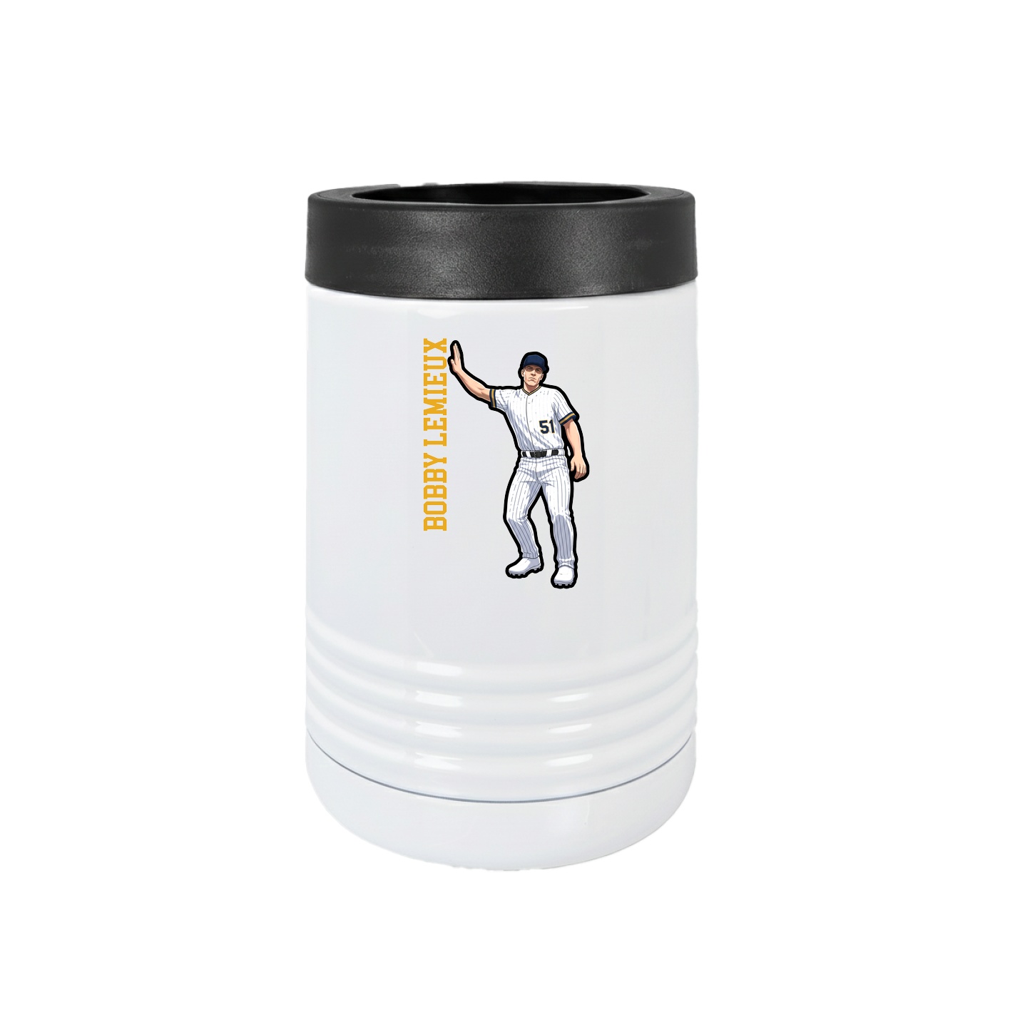 Beverage Holder — Name Vertical in White