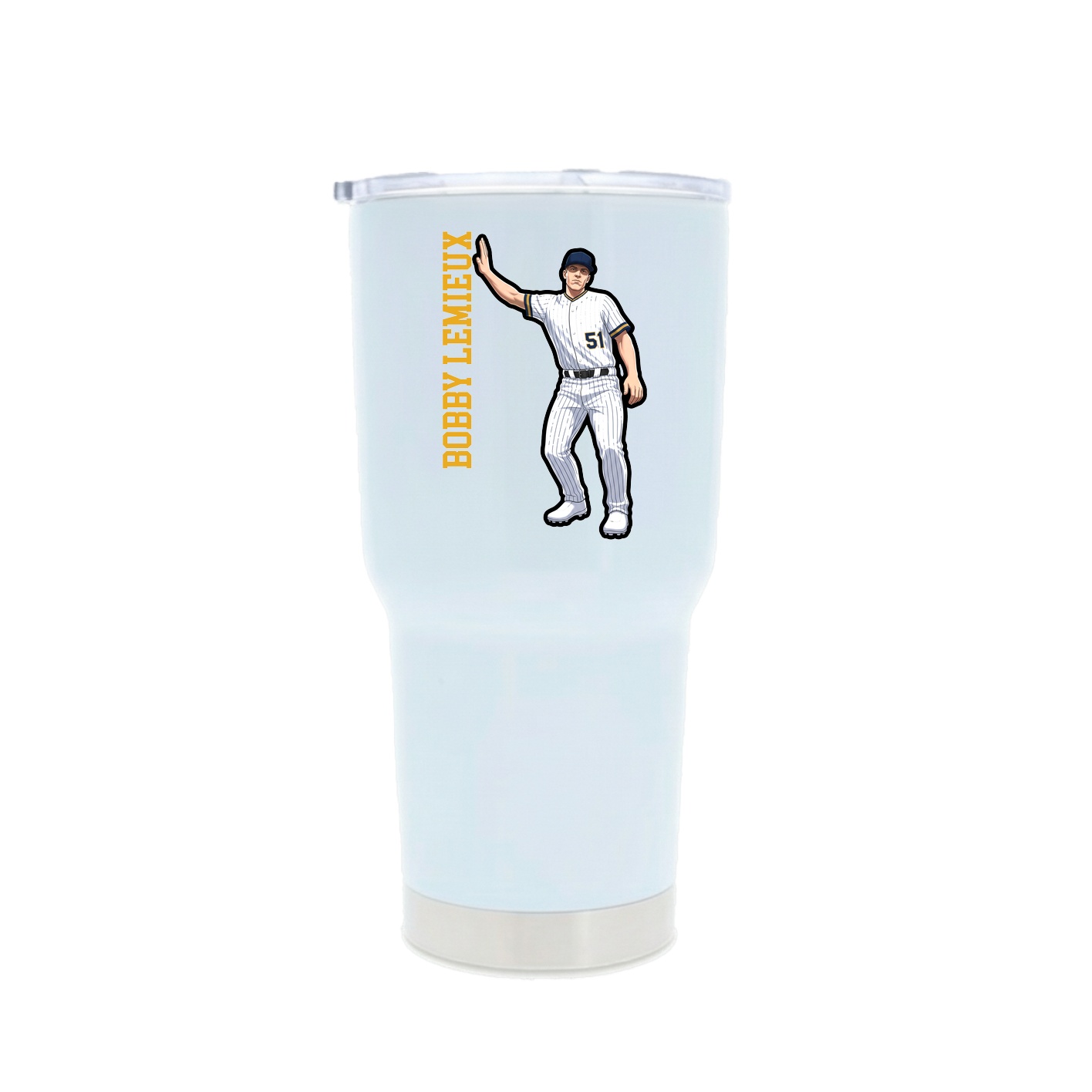 30oz Stainless Steel Tumbler — Name Vertical in White