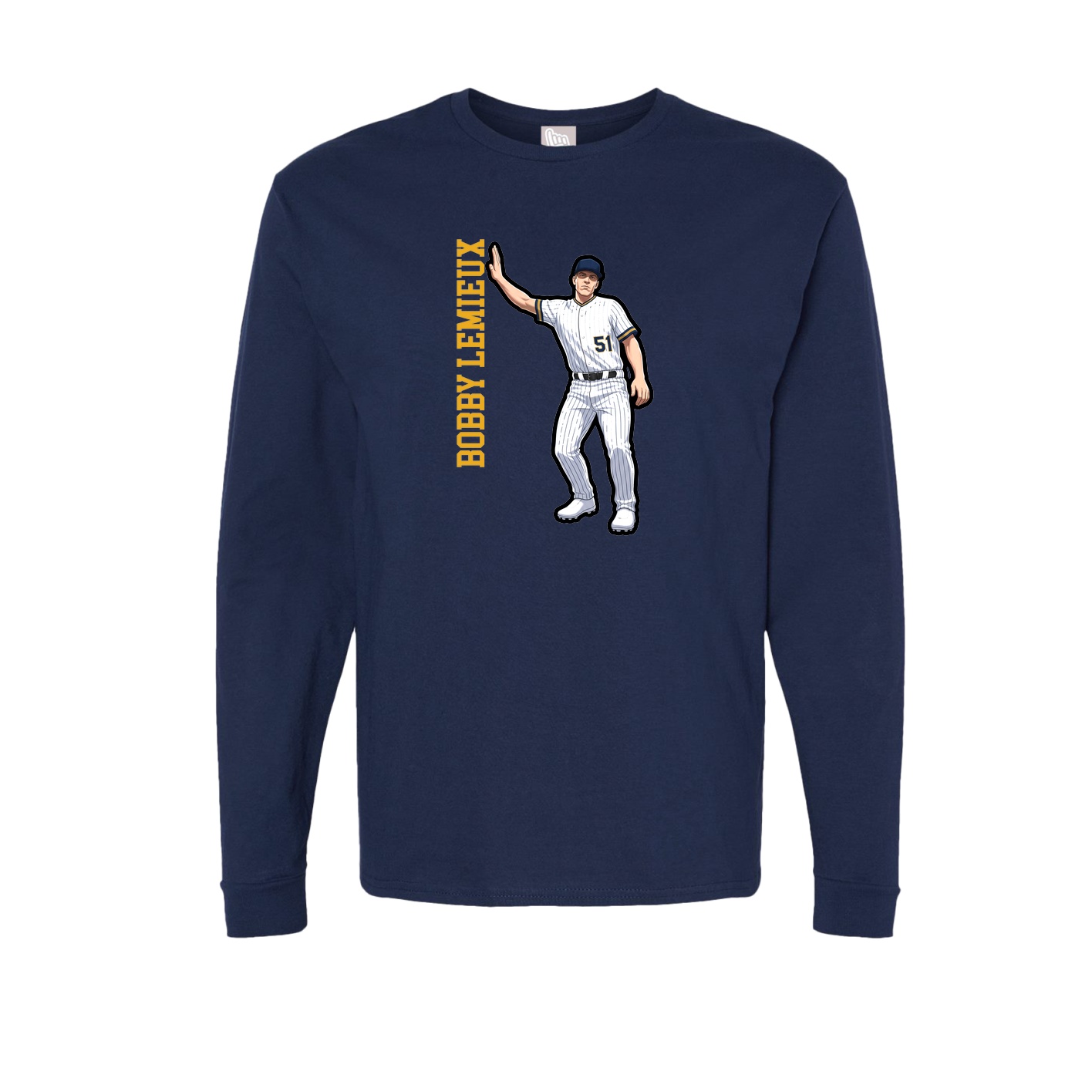 Long Sleeve Tee — Name Vertical in Navy