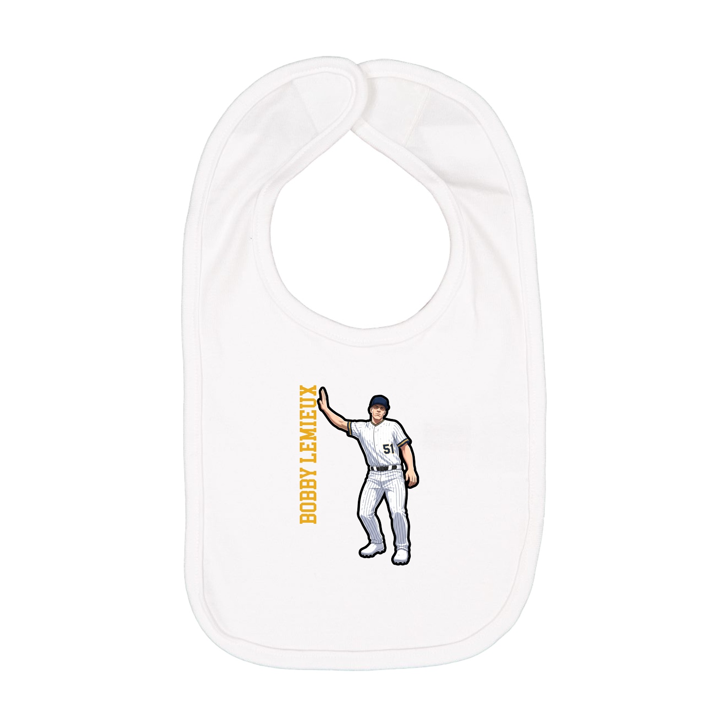 Infant Bib — Name Vertical in White