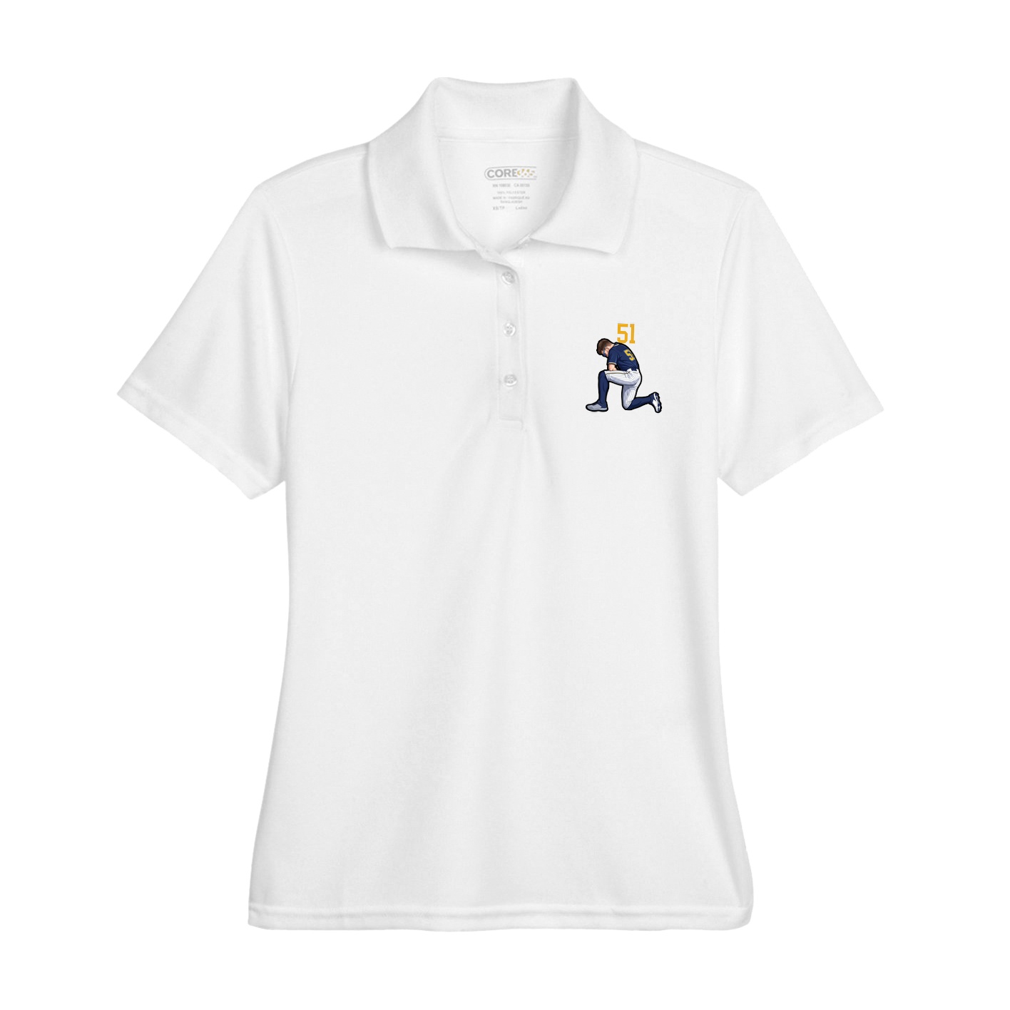 Womens Performance Polo — Number Top in White