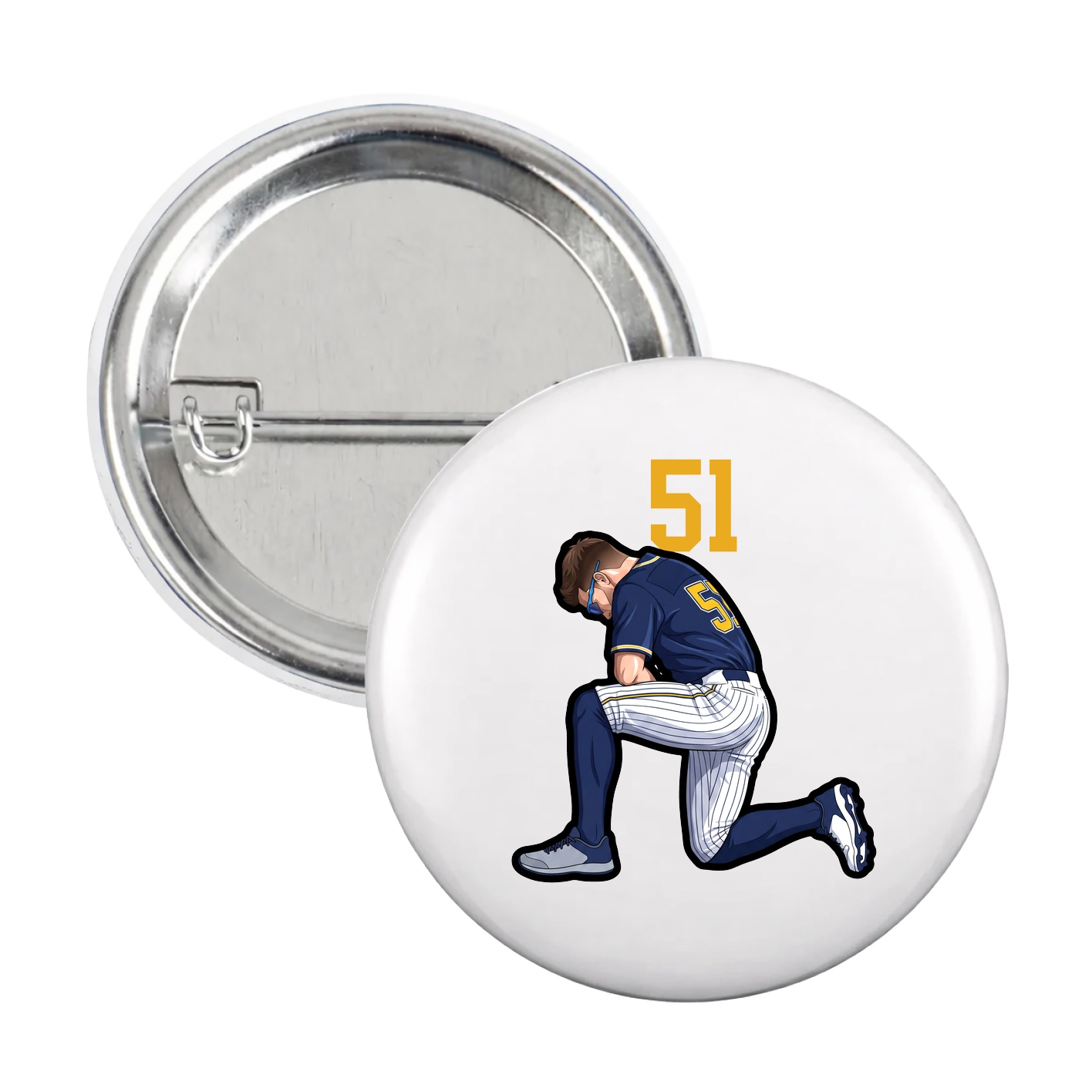Game Day Button — Number Top in White