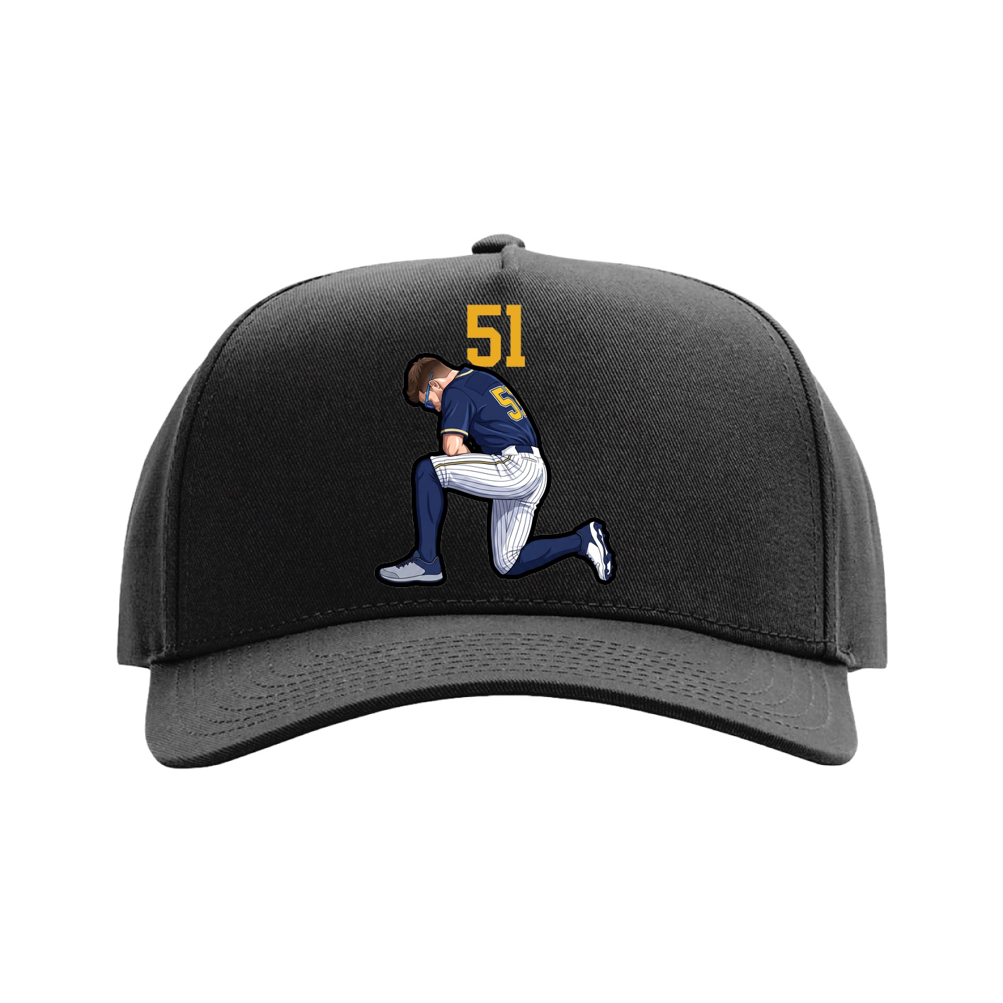 Full Fabric Five-Panel Champ Cap — Number Top in Black