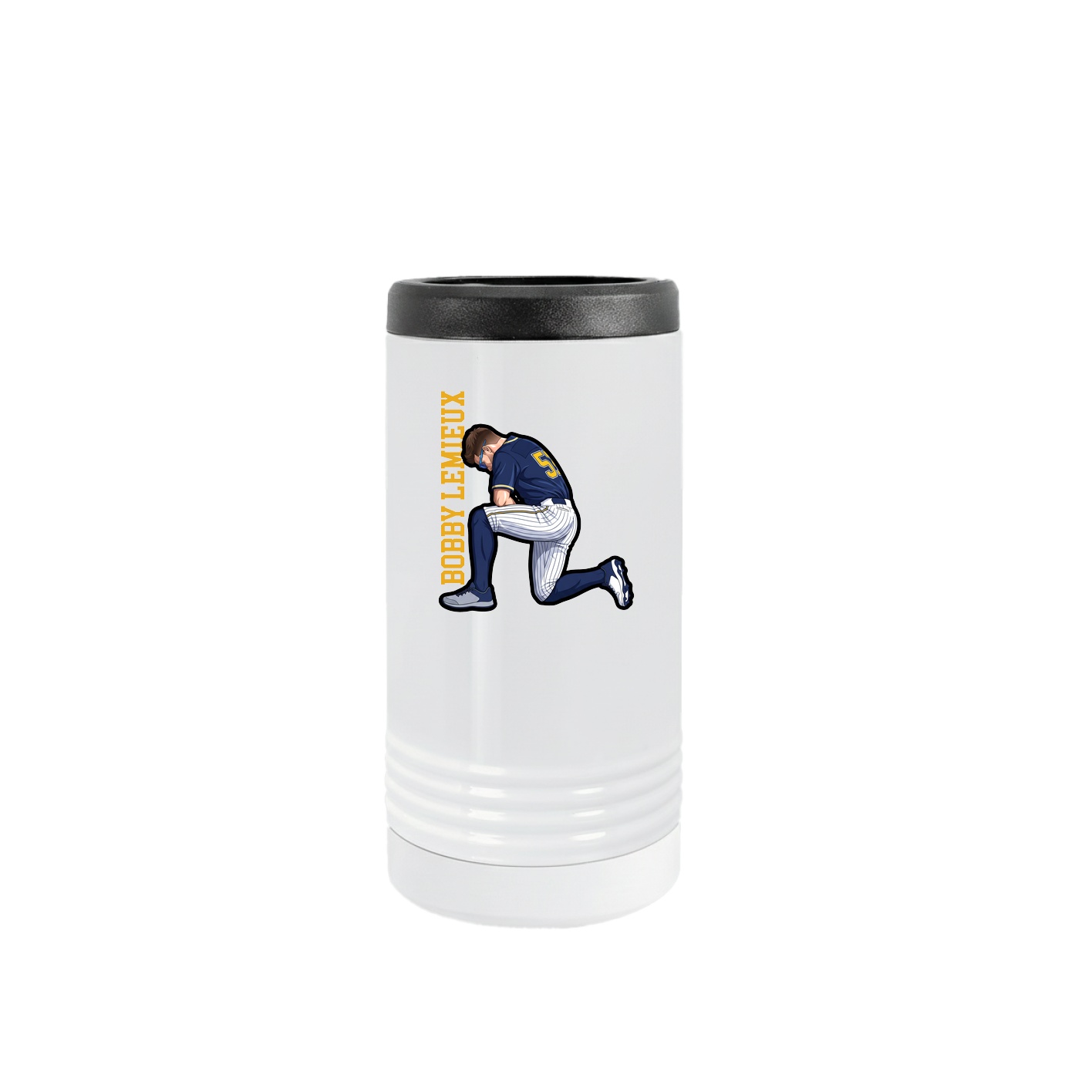 Slim Beverage Holder — Name Vertical in White