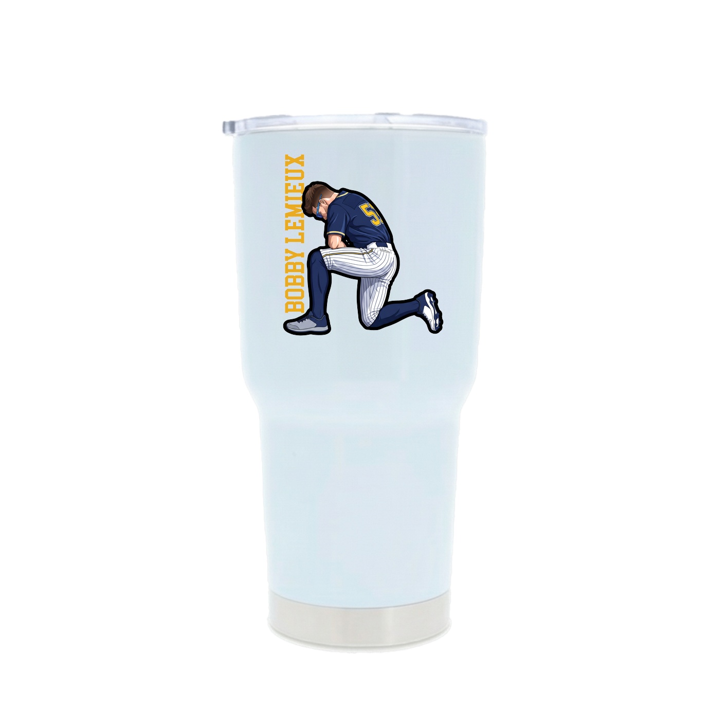 30oz Stainless Steel Tumbler — Name Vertical in White