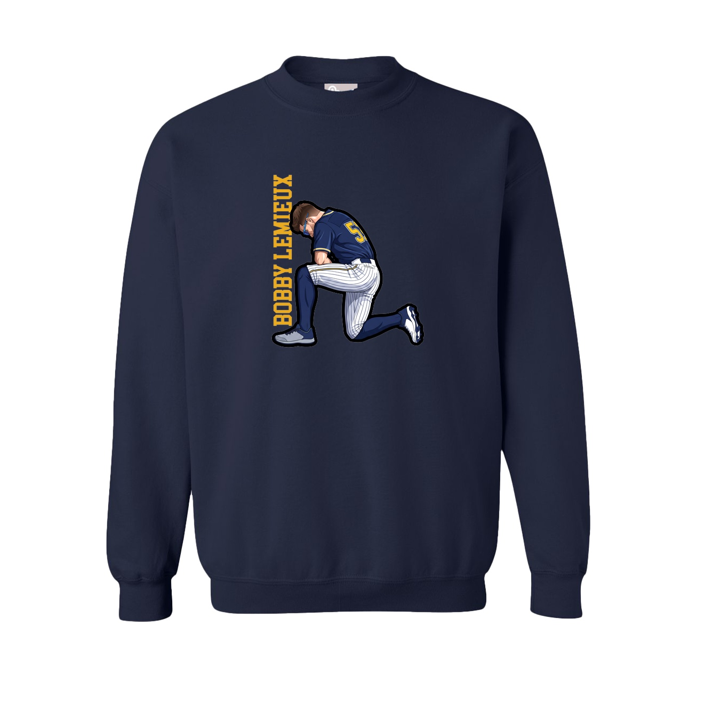 Fleece Crew — Name Vertical in Navy