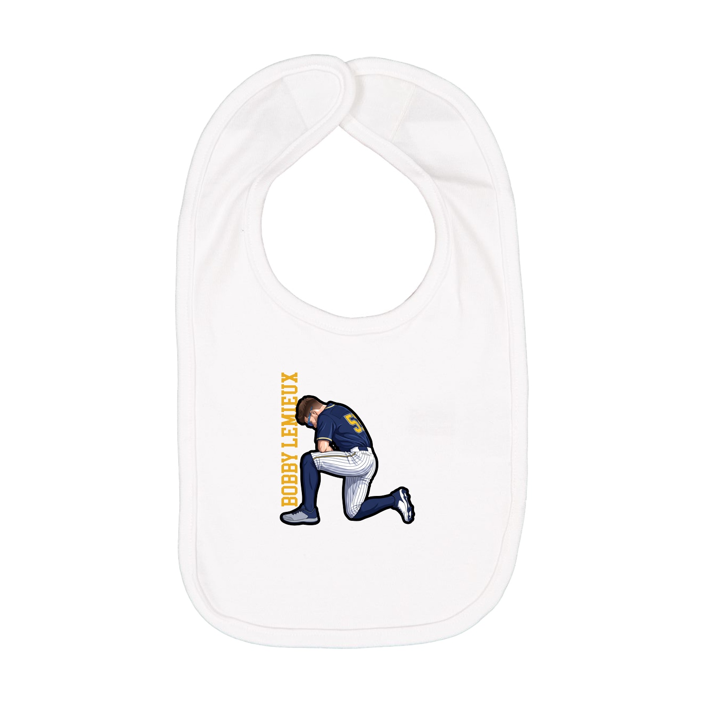 Infant Bib — Name Vertical in White
