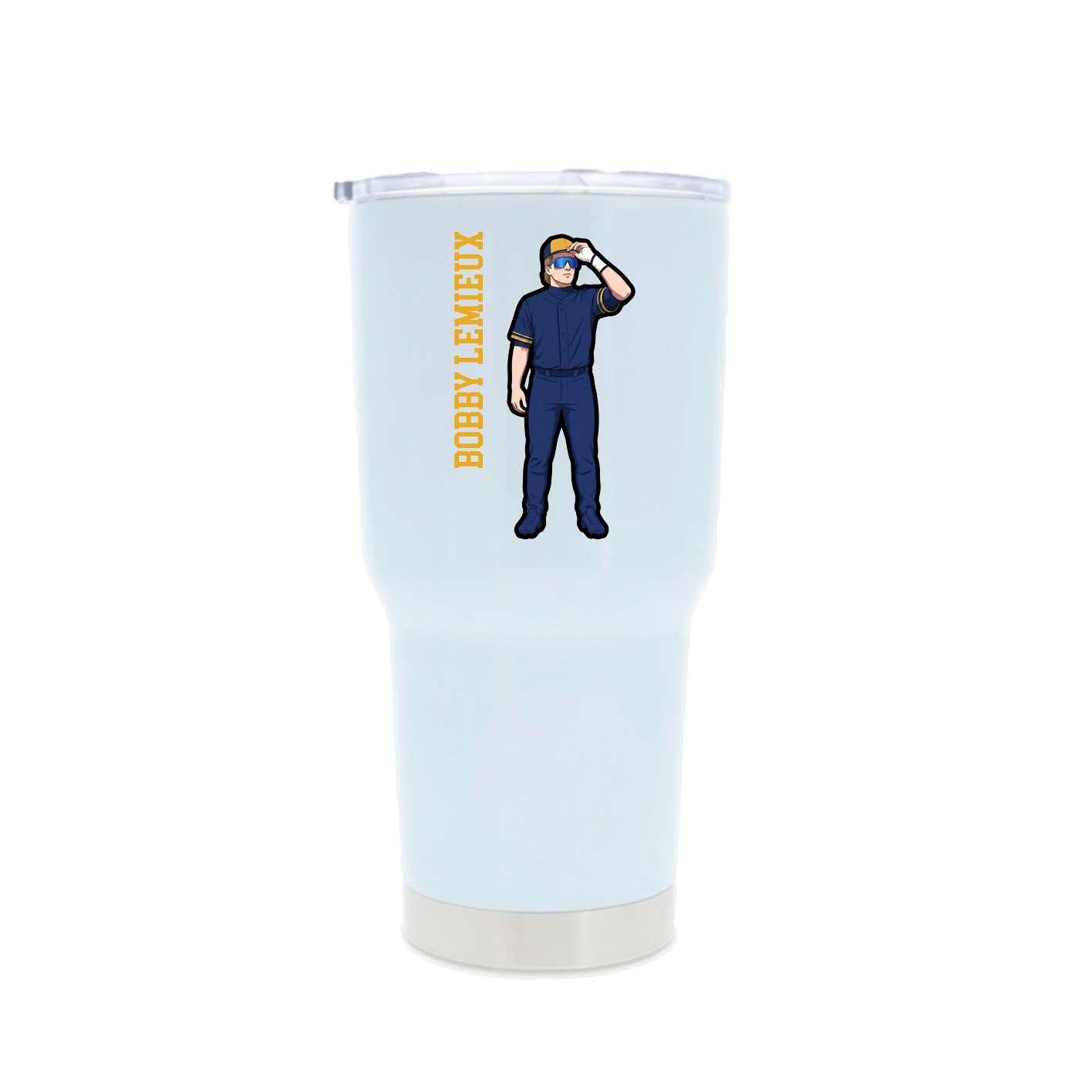 30oz Stainless Steel Tumbler — Name Vertical in White
