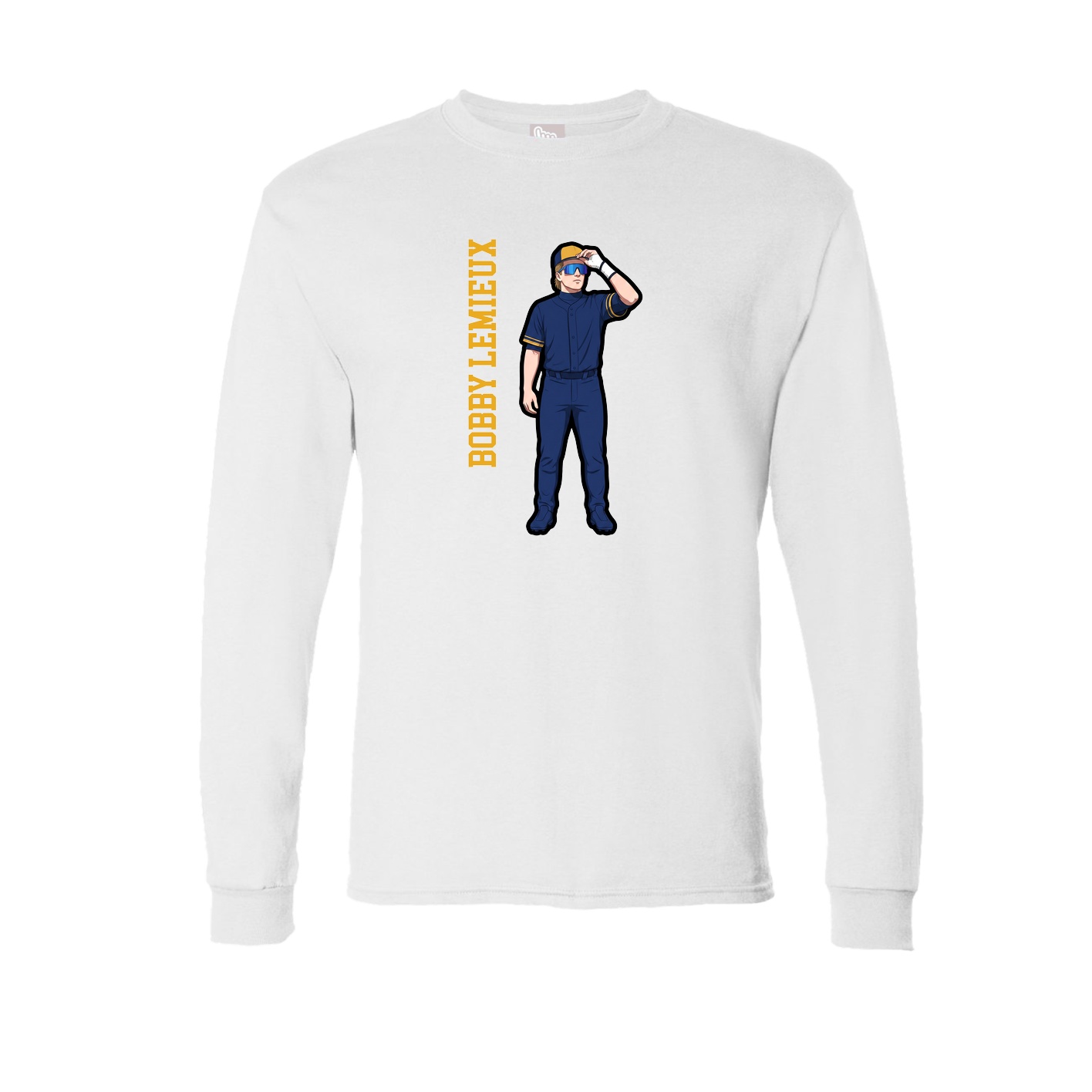 Long Sleeve Tee — Name Vertical in White