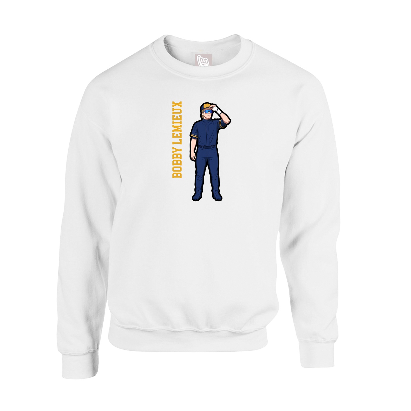 Fleece Crew — Name Vertical in White
