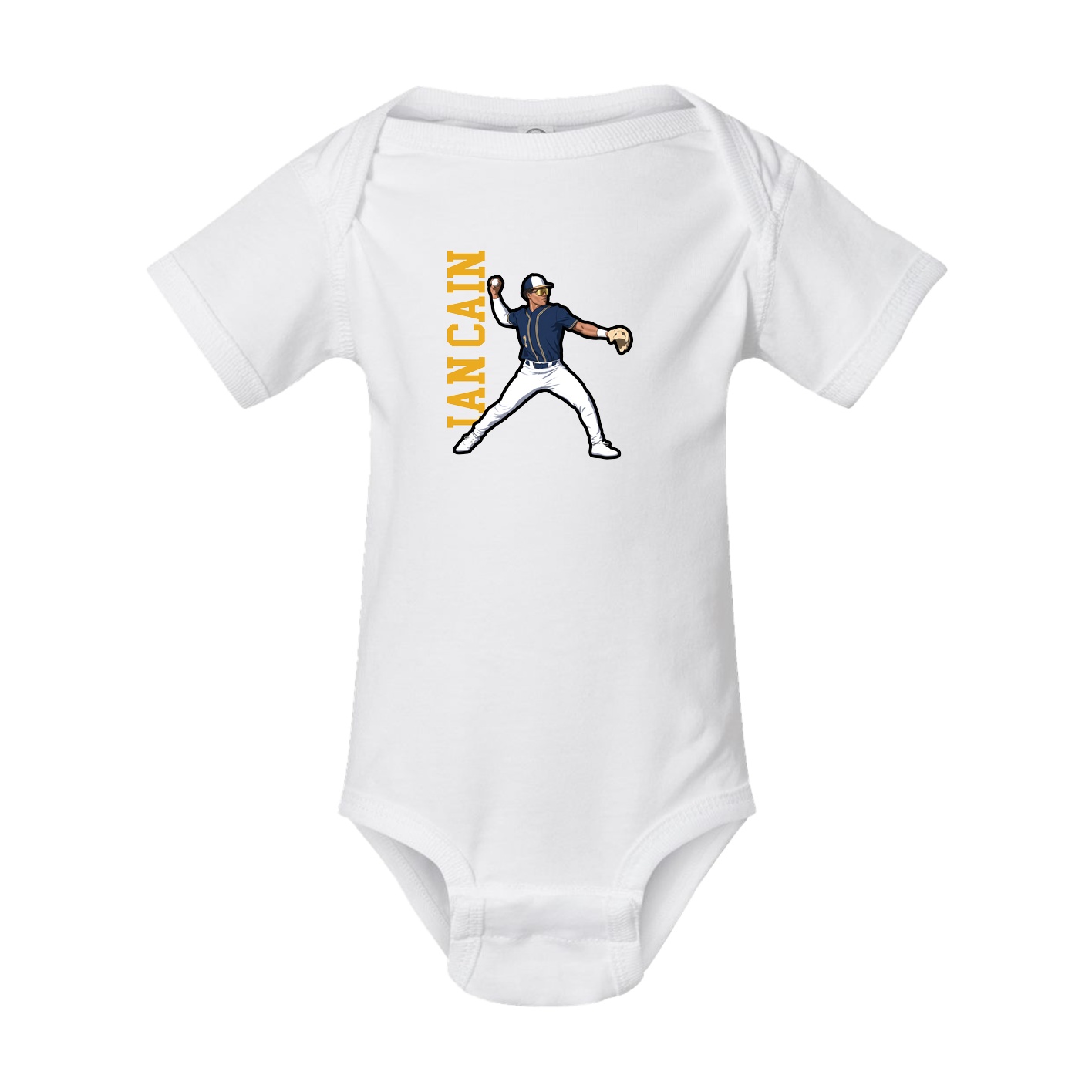 Baby Onesie — Name Vertical in White