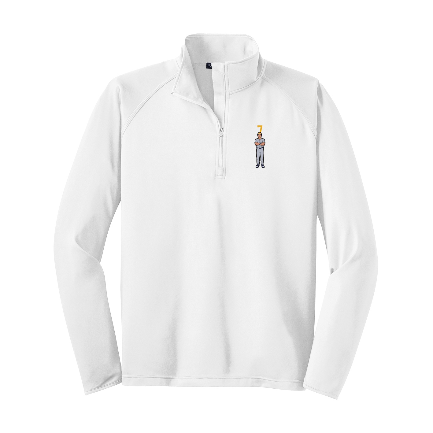 Q-Zip Pullover — Number Top in White