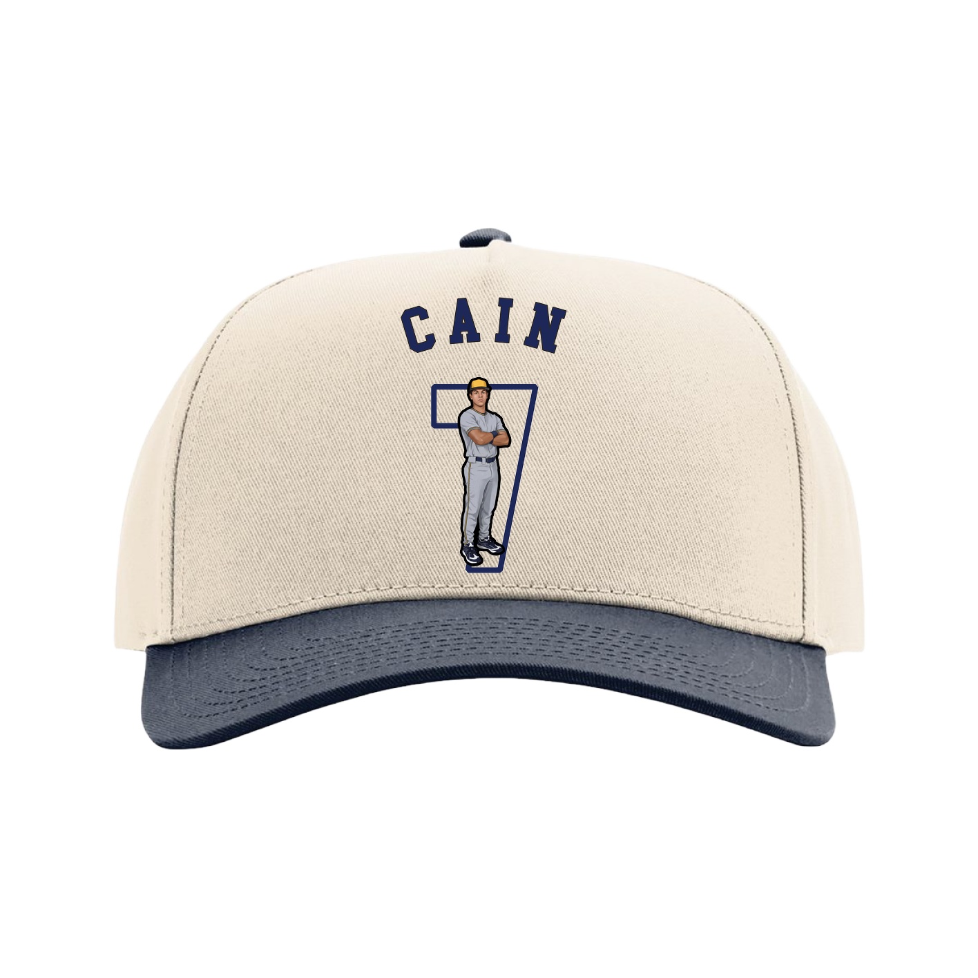 Full Fabric Five-Panel Champ Cap — Shirsey Arch in Cream/Navy