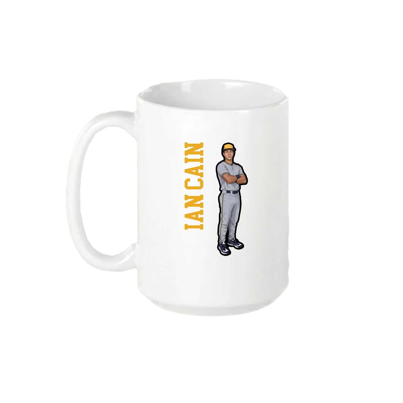 15oz Coffee Mug — Name Vertical in White