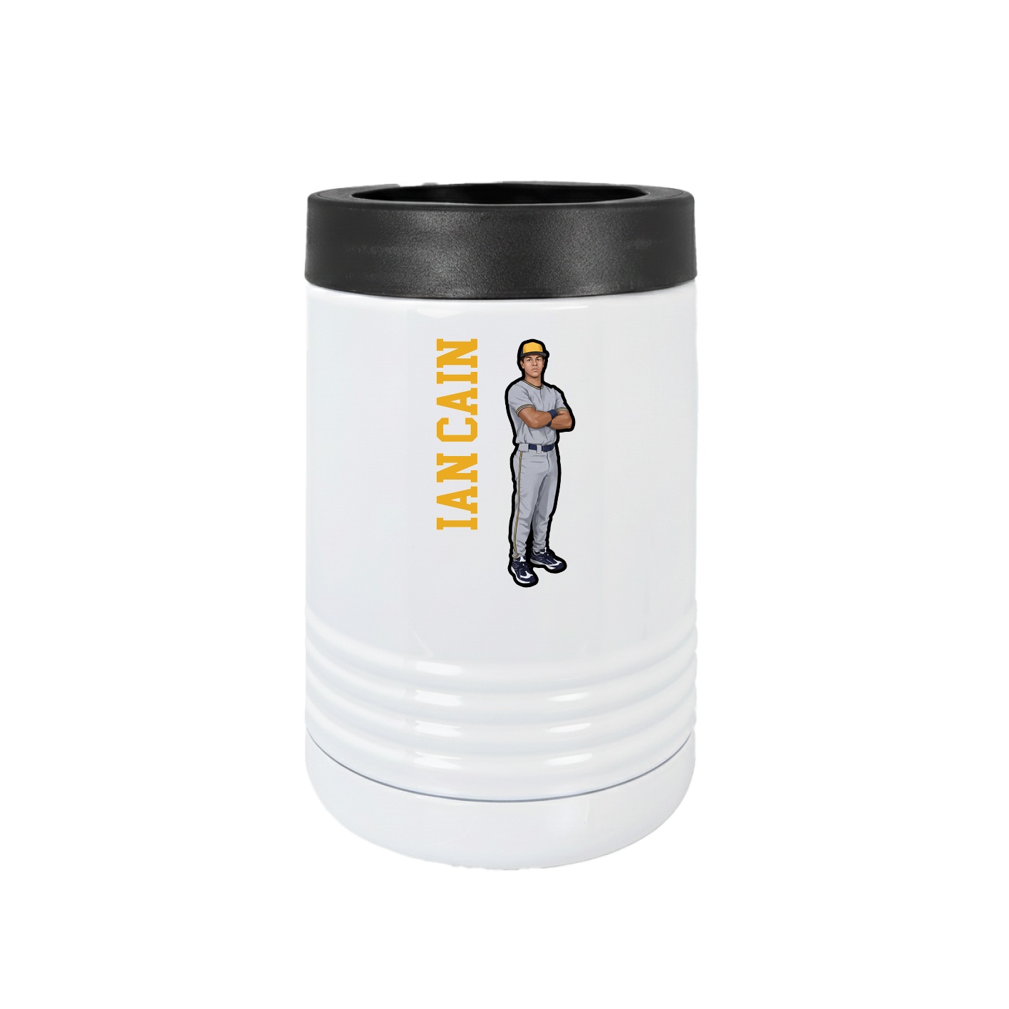 Beverage Holder — Name Vertical in White