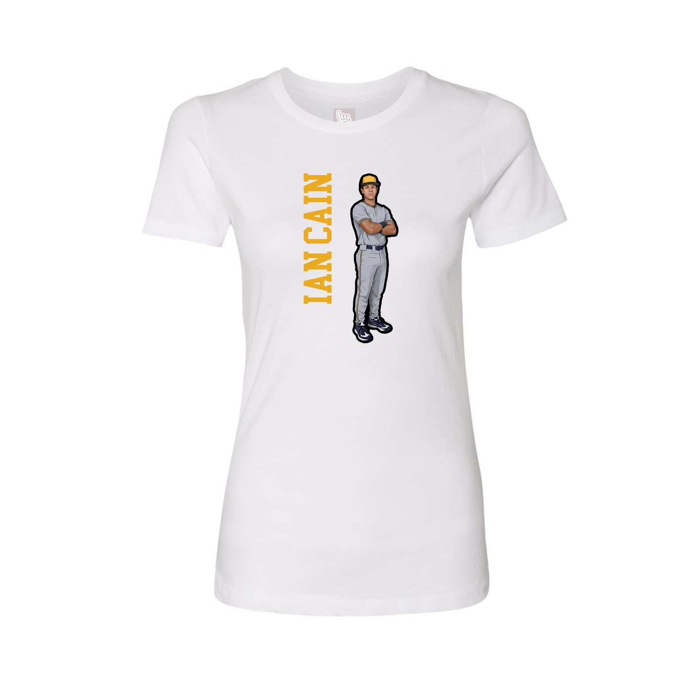 Womens Tee — Name Vertical in White