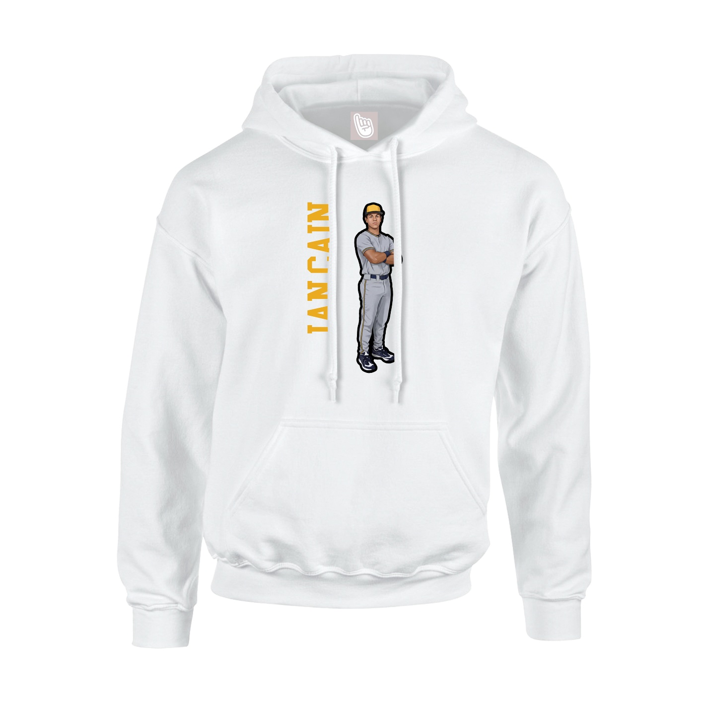 Youth Hoodie — Name Vertical in White
