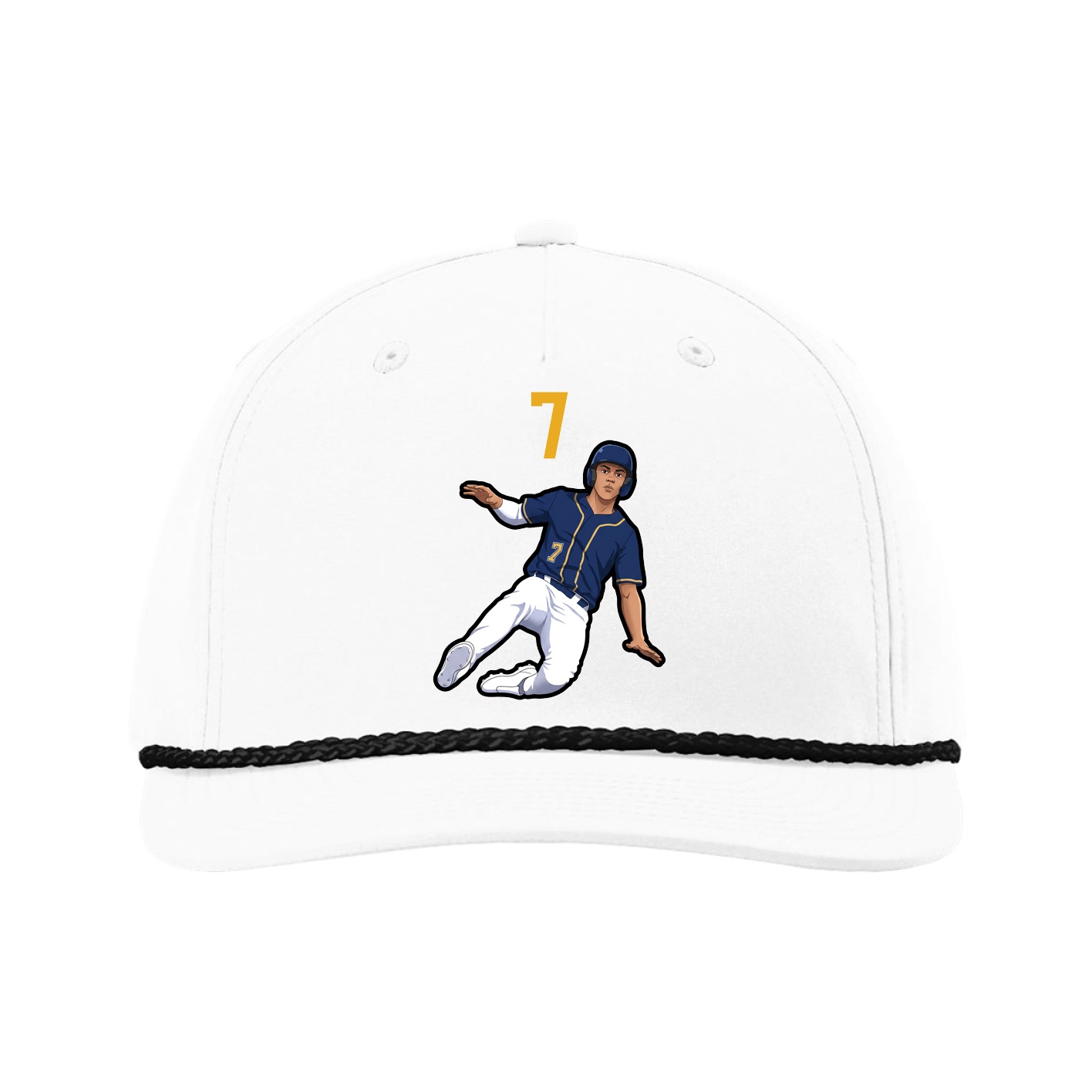 Five-Panel Classic Rope Cap — Number Top in White