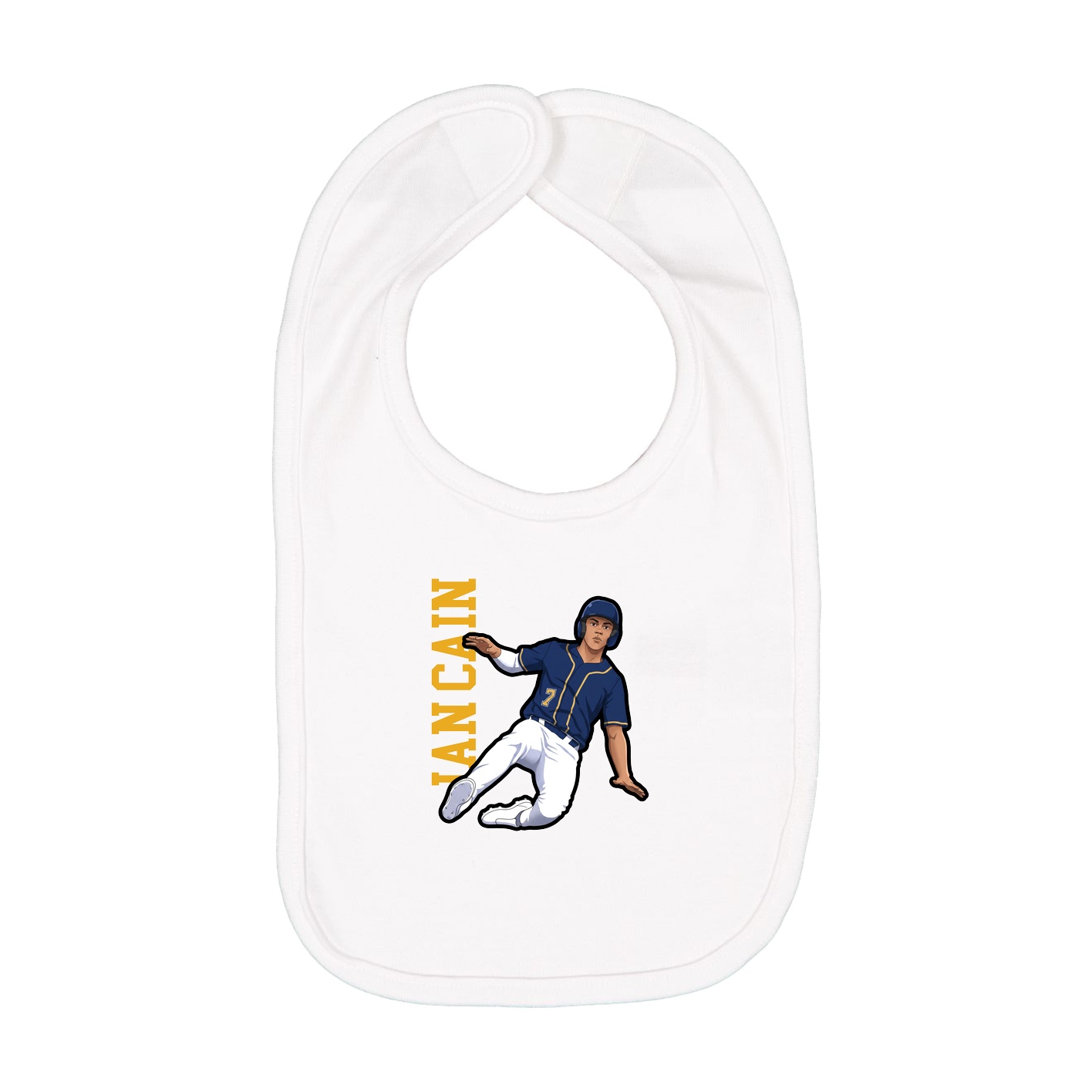 Infant Bib — Name Vertical in White