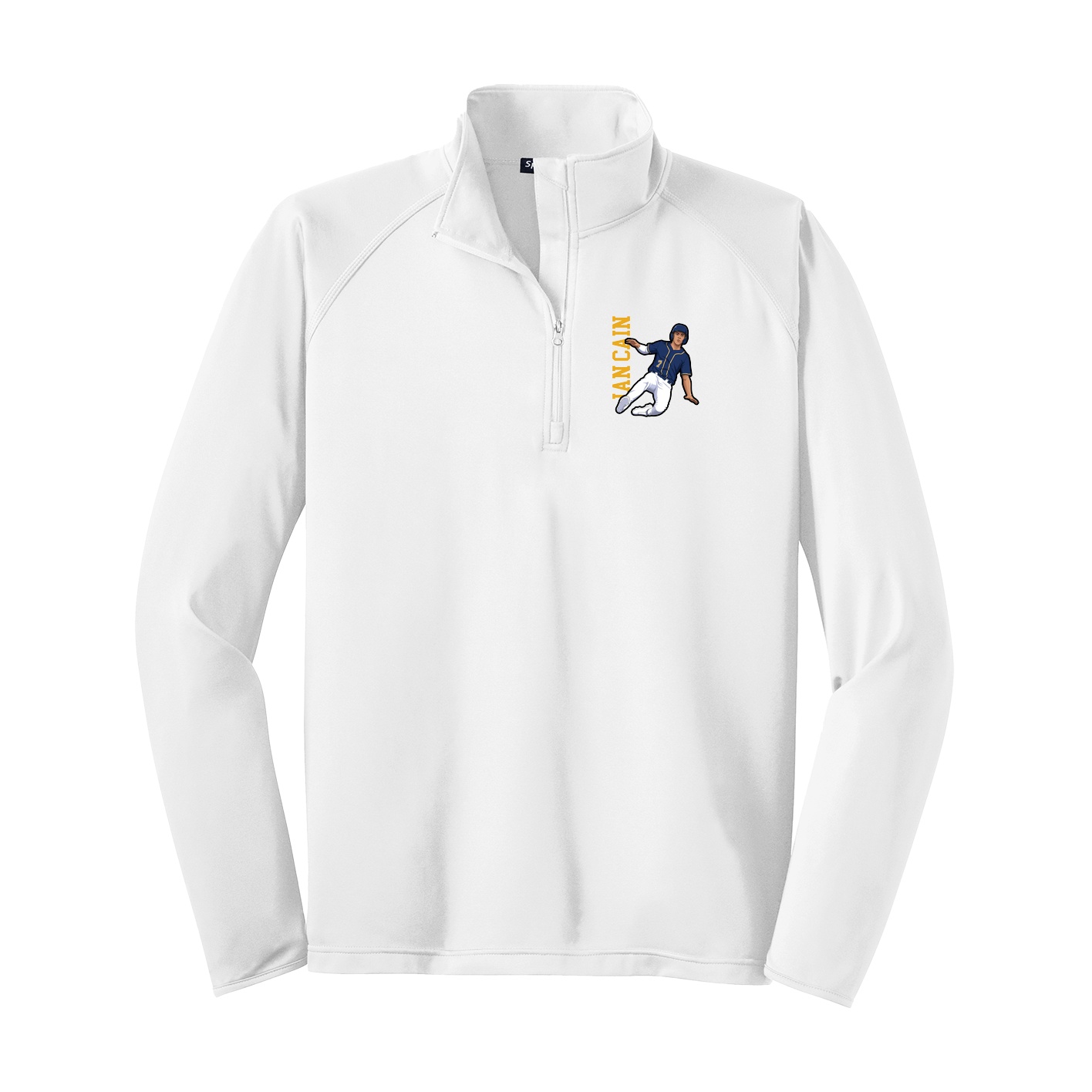 Q-Zip Pullover — Name Vertical in White