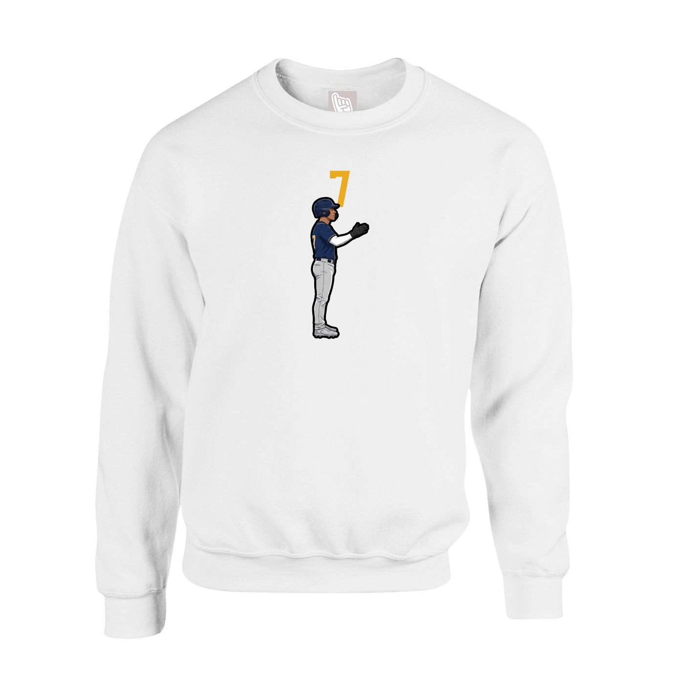 Fleece Crew — Number Top in White