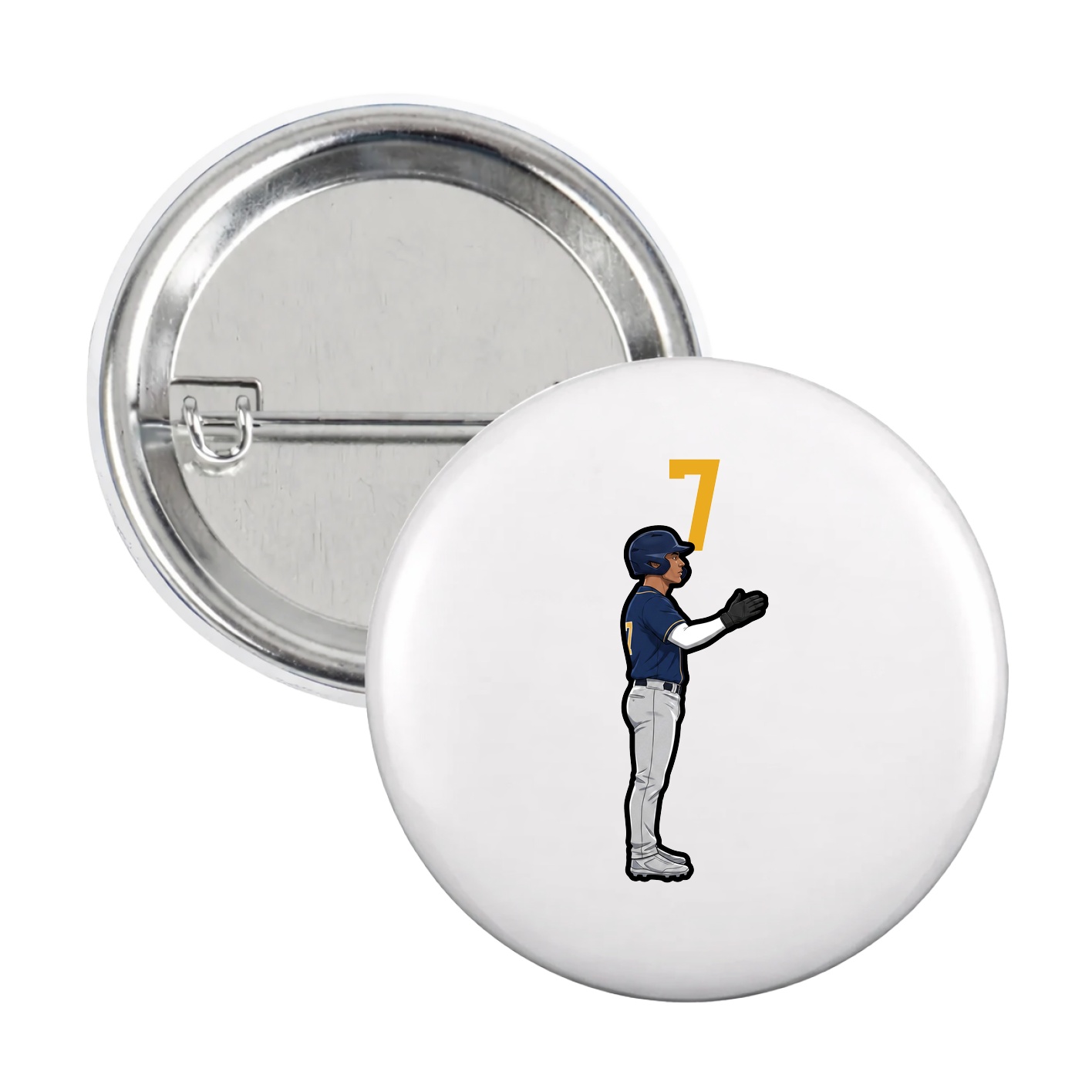 Game Day Button — Number Top in White