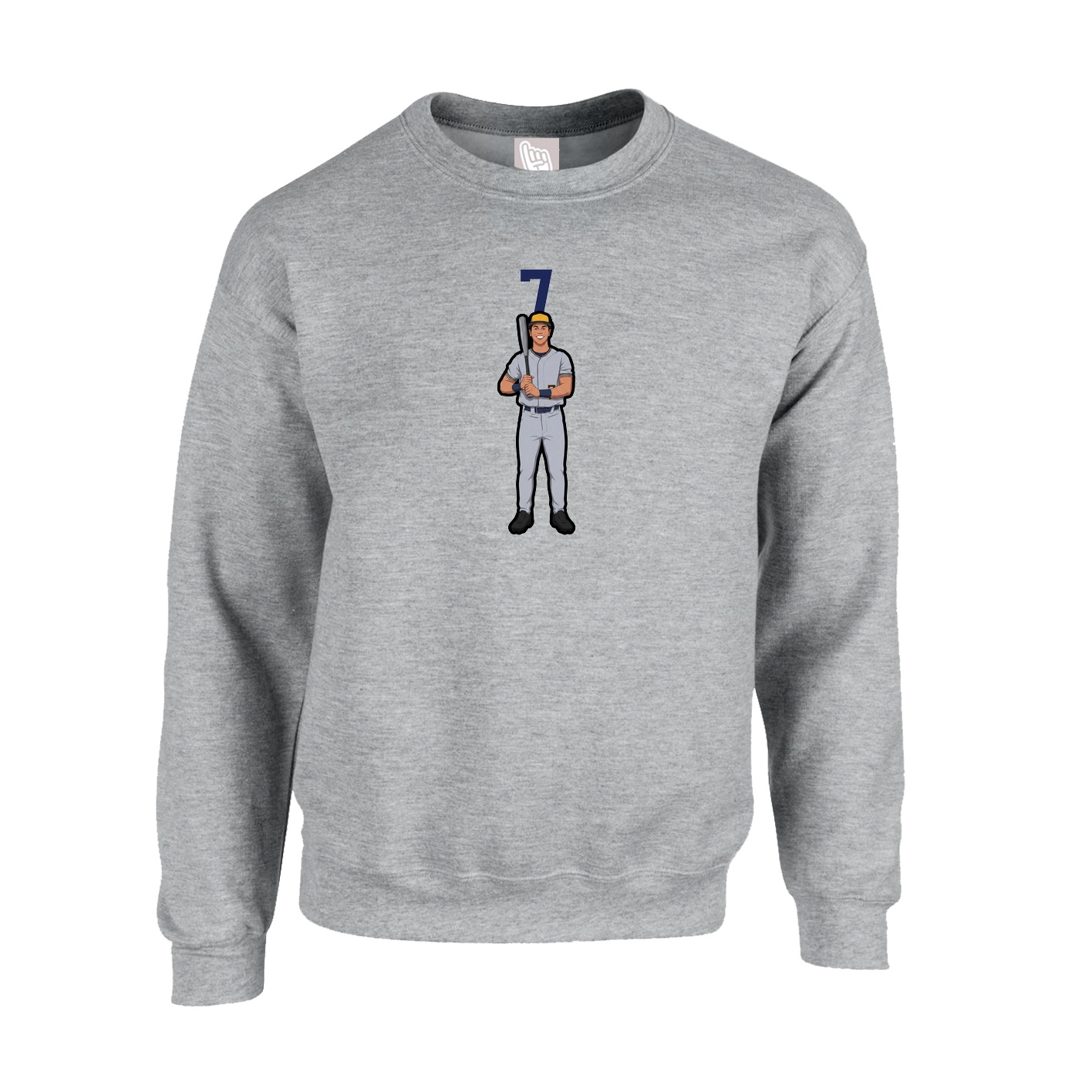 Fleece Crew — Number Top in Grey