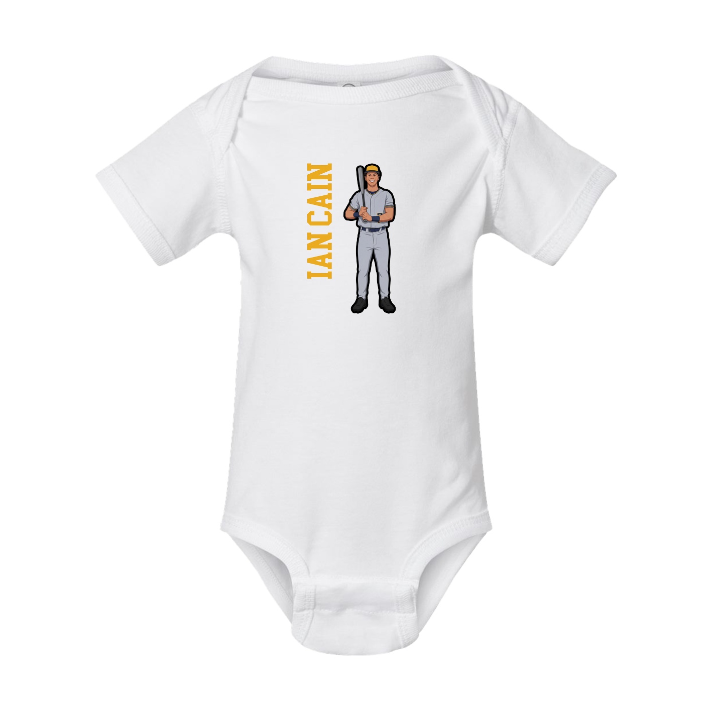 Baby Onesie — Name Vertical in White