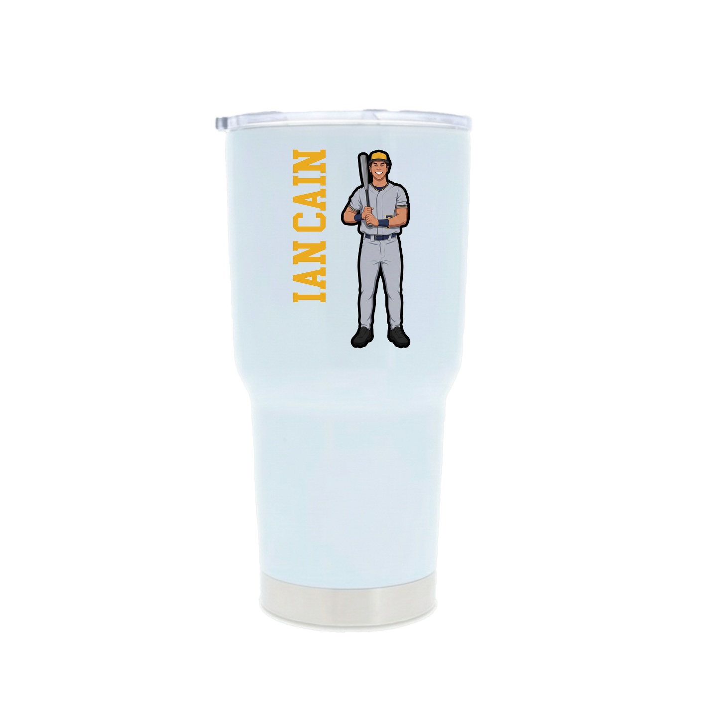 30oz Stainless Steel Tumbler — Name Vertical in White