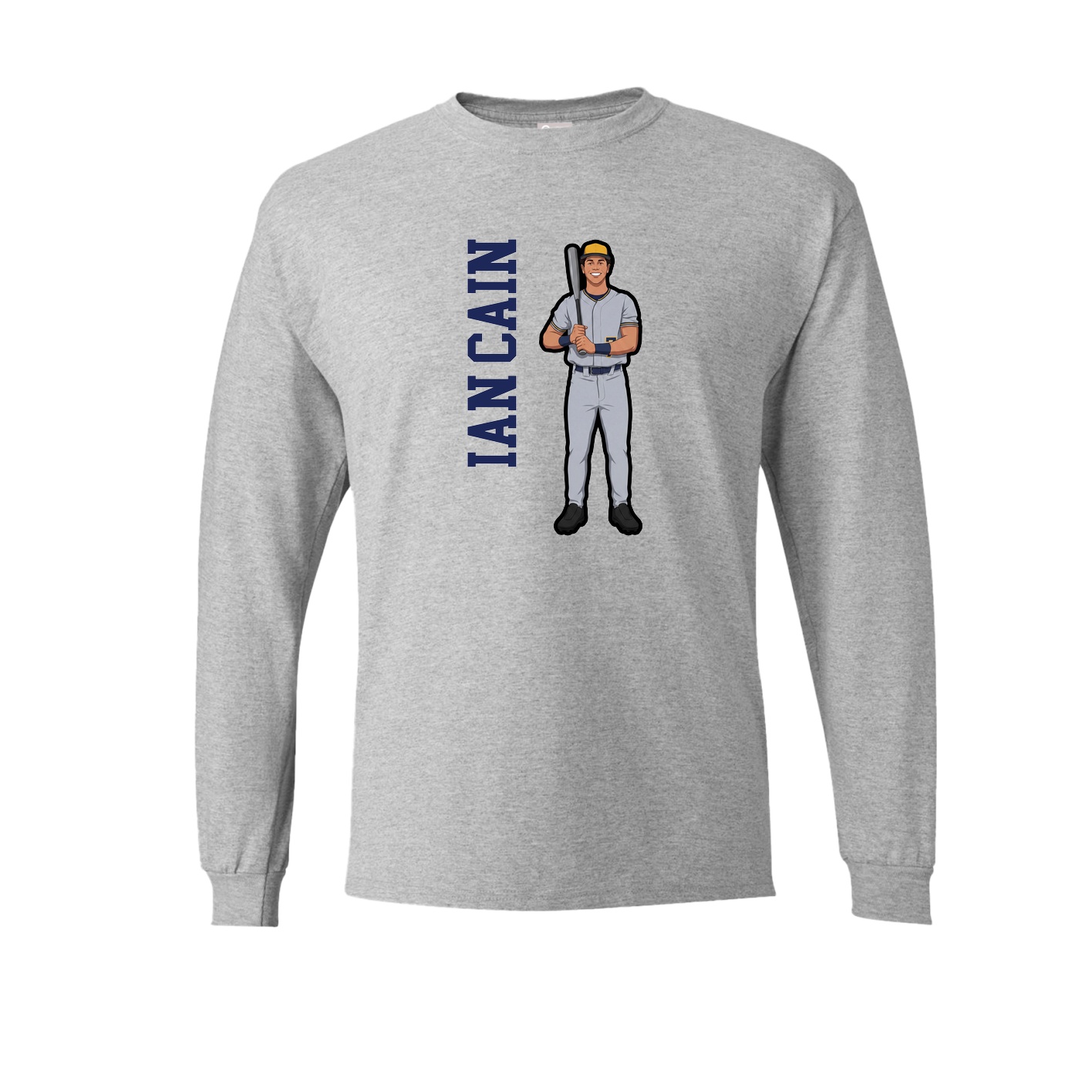 Long Sleeve Tee — Name Vertical in Grey