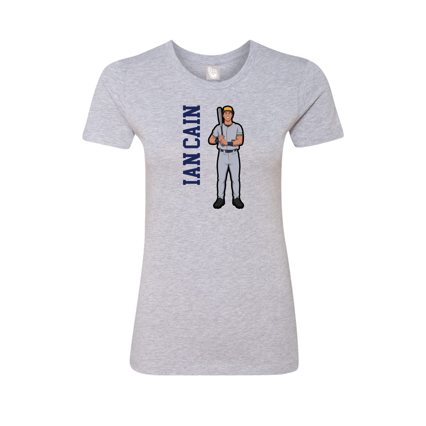 Womens Tee — Name Vertical in Grey